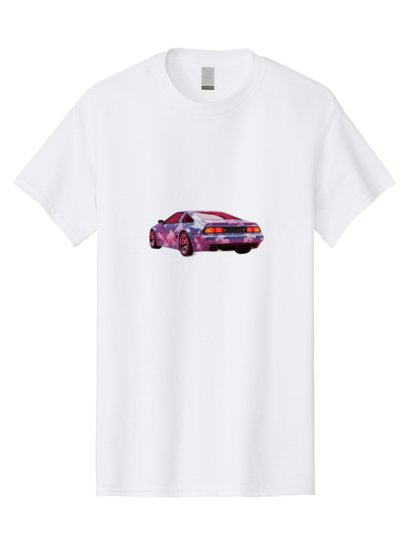 Nissan-S13 Men'S Graphic Tee, 100% Cotton, Comfortable Casual Summer Wear, Machine Washable, Nissan S13 Coupe, Pastel Clouds Wrap, Heart-Shaped Taillights, Unique Car Design, Vibrant Pastel Colors, Custom Car Wrap, Aesthetic Car, Bab044 5