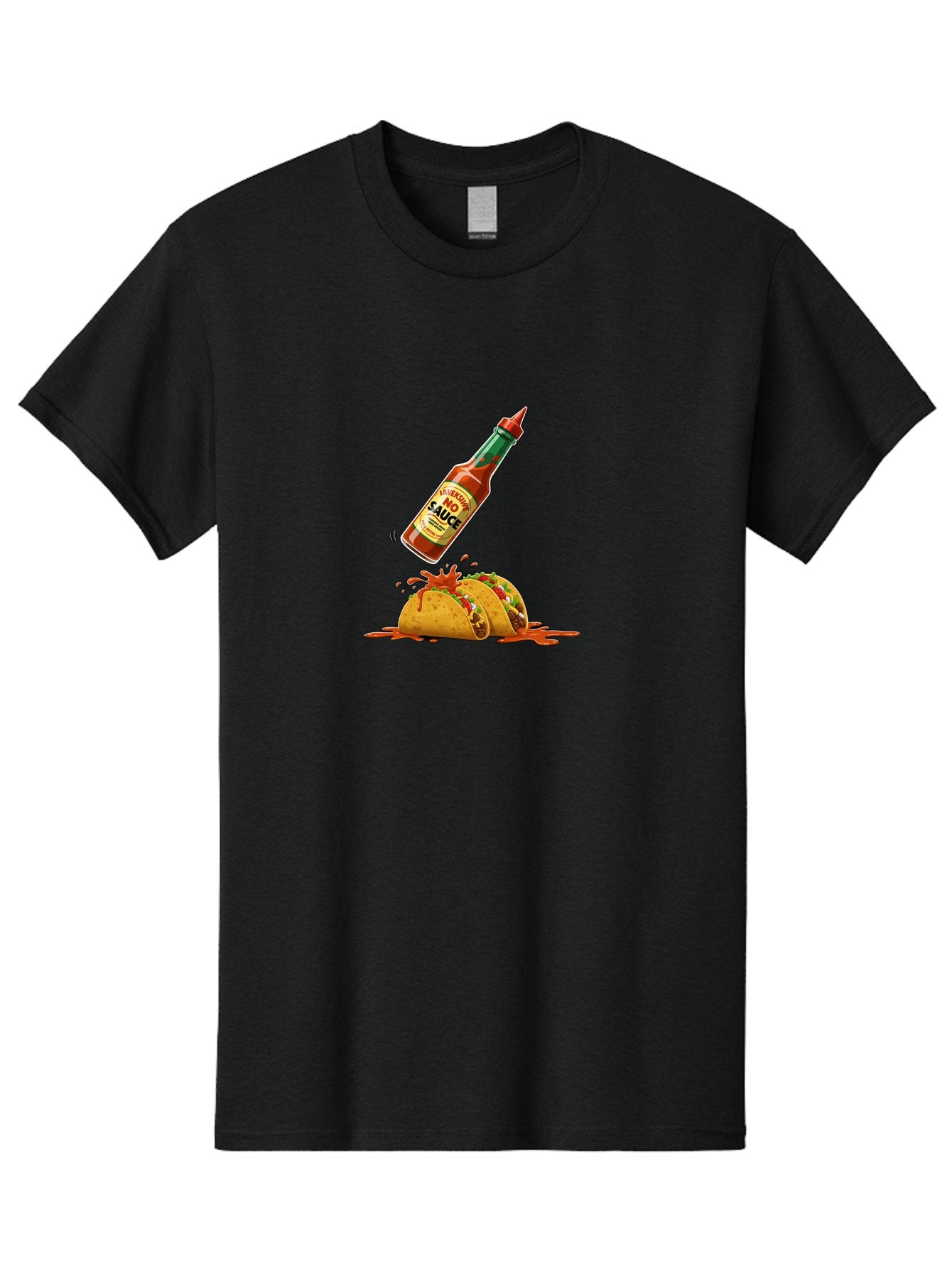 No-Sauce Men'S Graphic Tee, 100% Cotton, Comfortable Casual Summer Wear, Machine Washable, Hot Sauce Splashing On Tacos, Spicy Food, Mexican Cuisine, Taco Tuesday, Flavorful Dishes, Spicy Kick Bab045 10