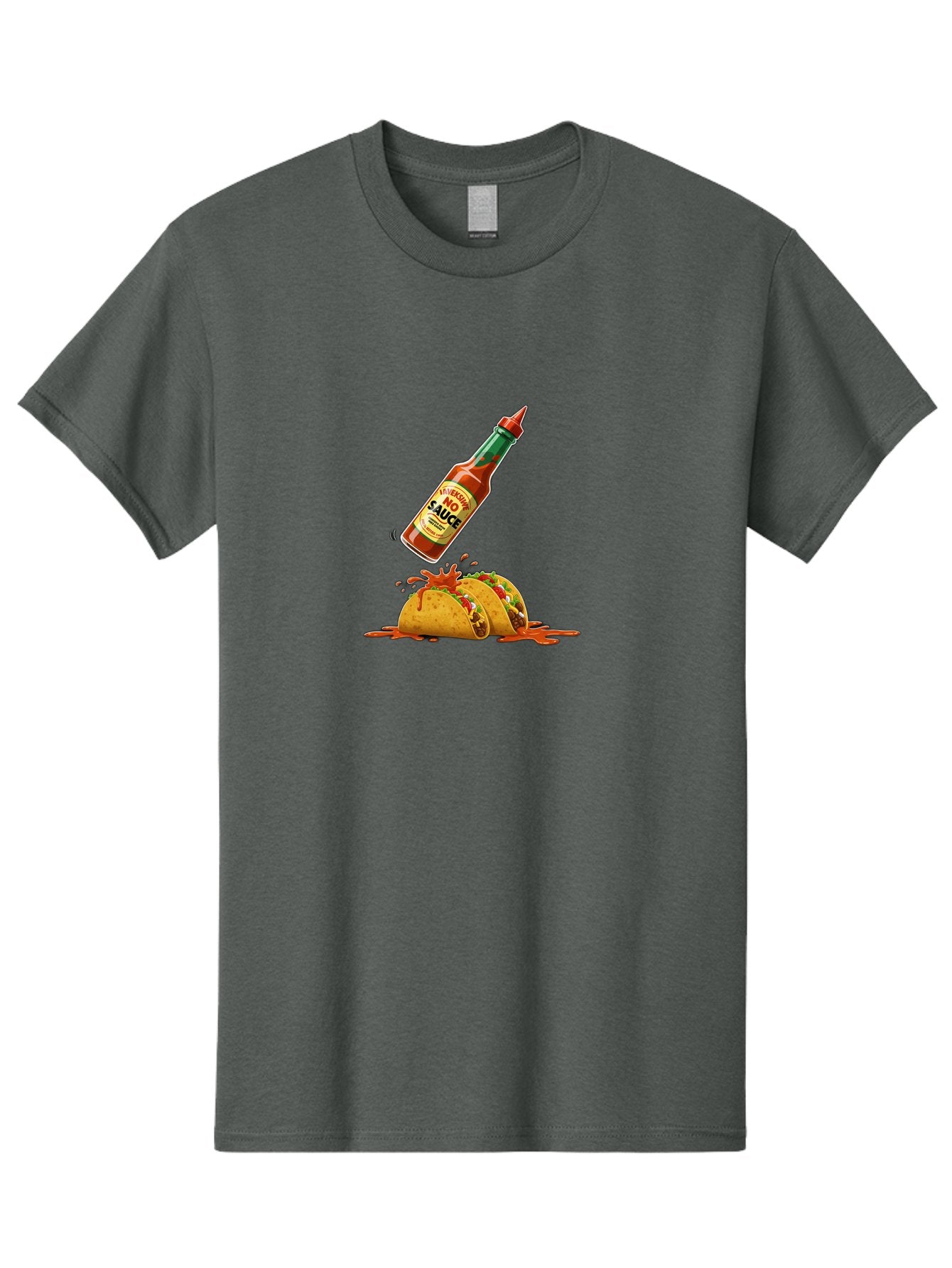 No-Sauce Men'S Graphic Tee, 100% Cotton, Comfortable Casual Summer Wear, Machine Washable, Hot Sauce Splashing On Tacos, Spicy Food, Mexican Cuisine, Taco Tuesday, Flavorful Dishes, Spicy Kick Bab045 14