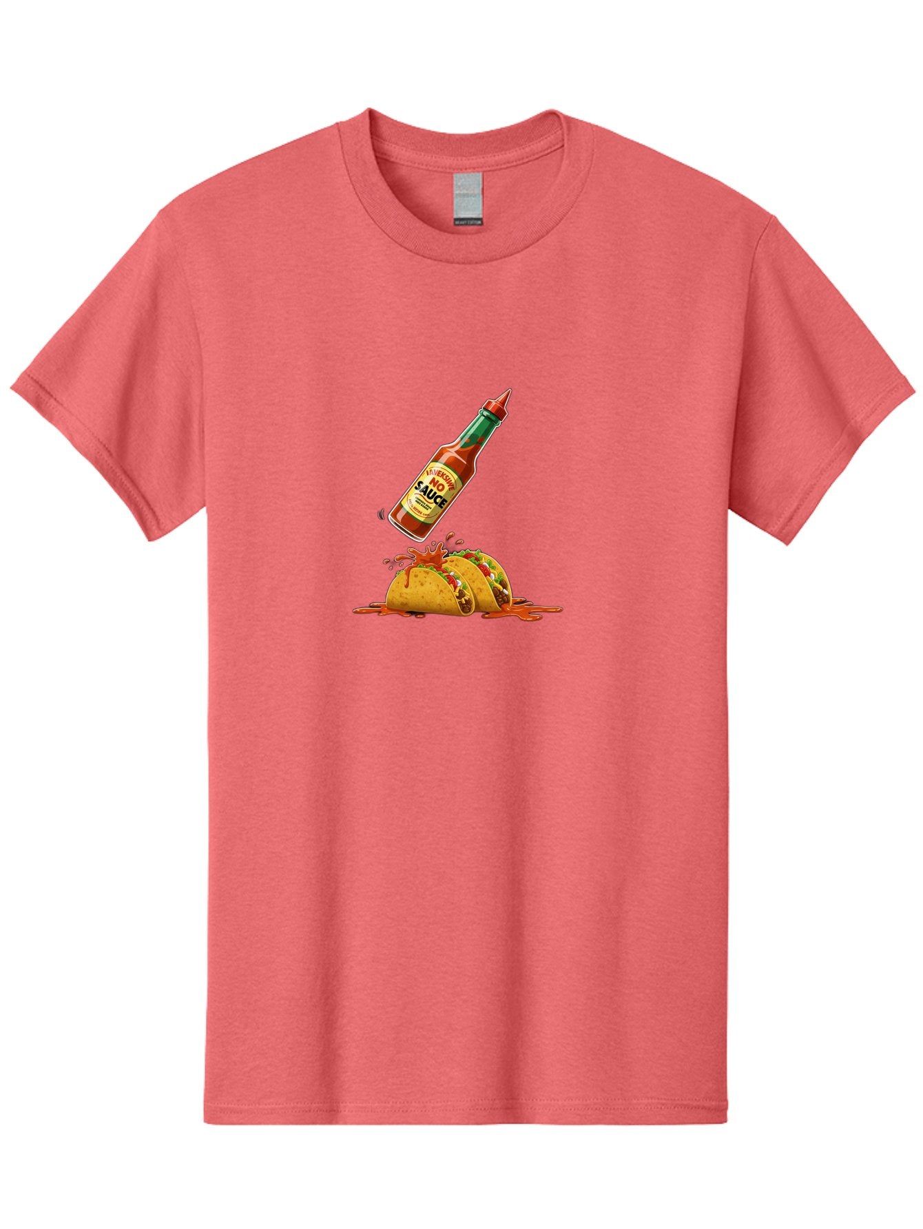No-Sauce Men'S Graphic Tee, 100% Cotton, Comfortable Casual Summer Wear, Machine Washable, Hot Sauce Splashing On Tacos, Spicy Food, Mexican Cuisine, Taco Tuesday, Flavorful Dishes, Spicy Kick Bab045 13