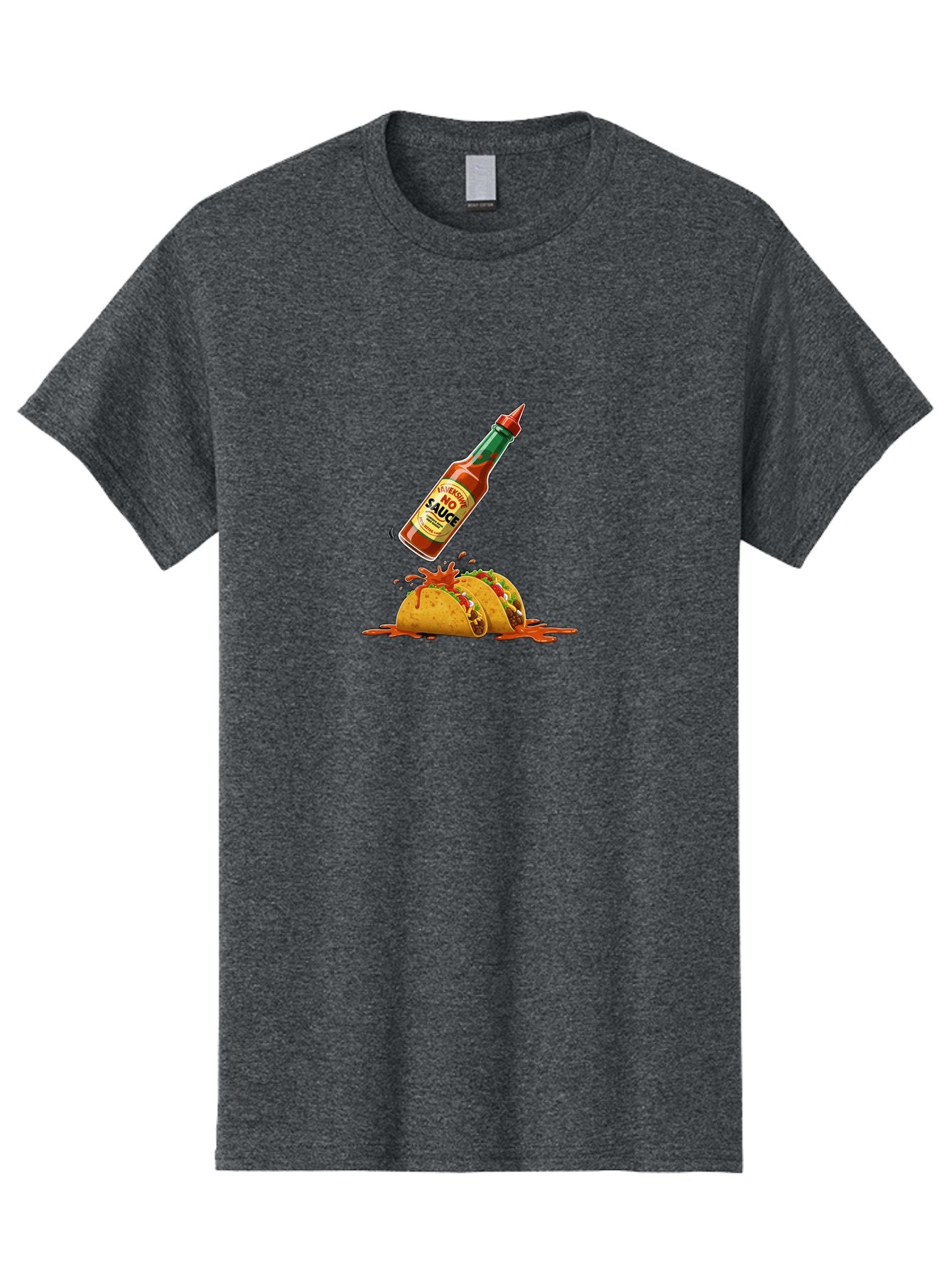 No-Sauce Men'S Graphic Tee, 100% Cotton, Comfortable Casual Summer Wear, Machine Washable, Hot Sauce Splashing On Tacos, Spicy Food, Mexican Cuisine, Taco Tuesday, Flavorful Dishes, Spicy Kick Bab045 5