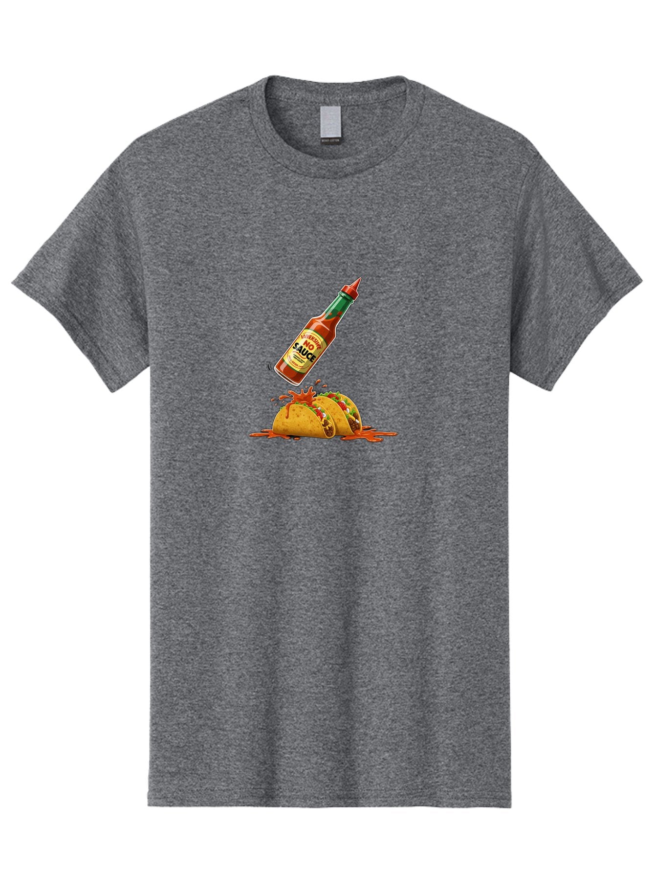 No-Sauce Men'S Graphic Tee, 100% Cotton, Comfortable Casual Summer Wear, Machine Washable, Hot Sauce Splashing On Tacos, Spicy Food, Mexican Cuisine, Taco Tuesday, Flavorful Dishes, Spicy Kick Bab045 12
