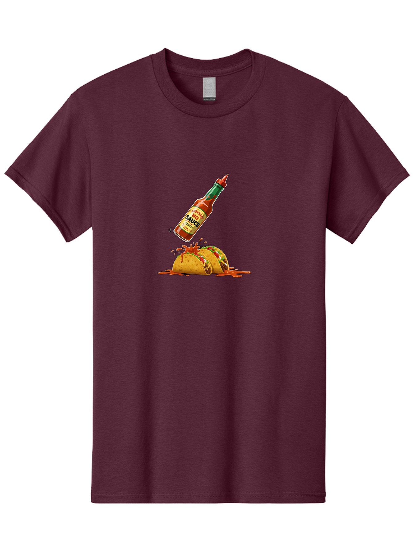 No-Sauce Men'S Graphic Tee, 100% Cotton, Comfortable Casual Summer Wear, Machine Washable, Hot Sauce Splashing On Tacos, Spicy Food, Mexican Cuisine, Taco Tuesday, Flavorful Dishes, Spicy Kick Bab045 15