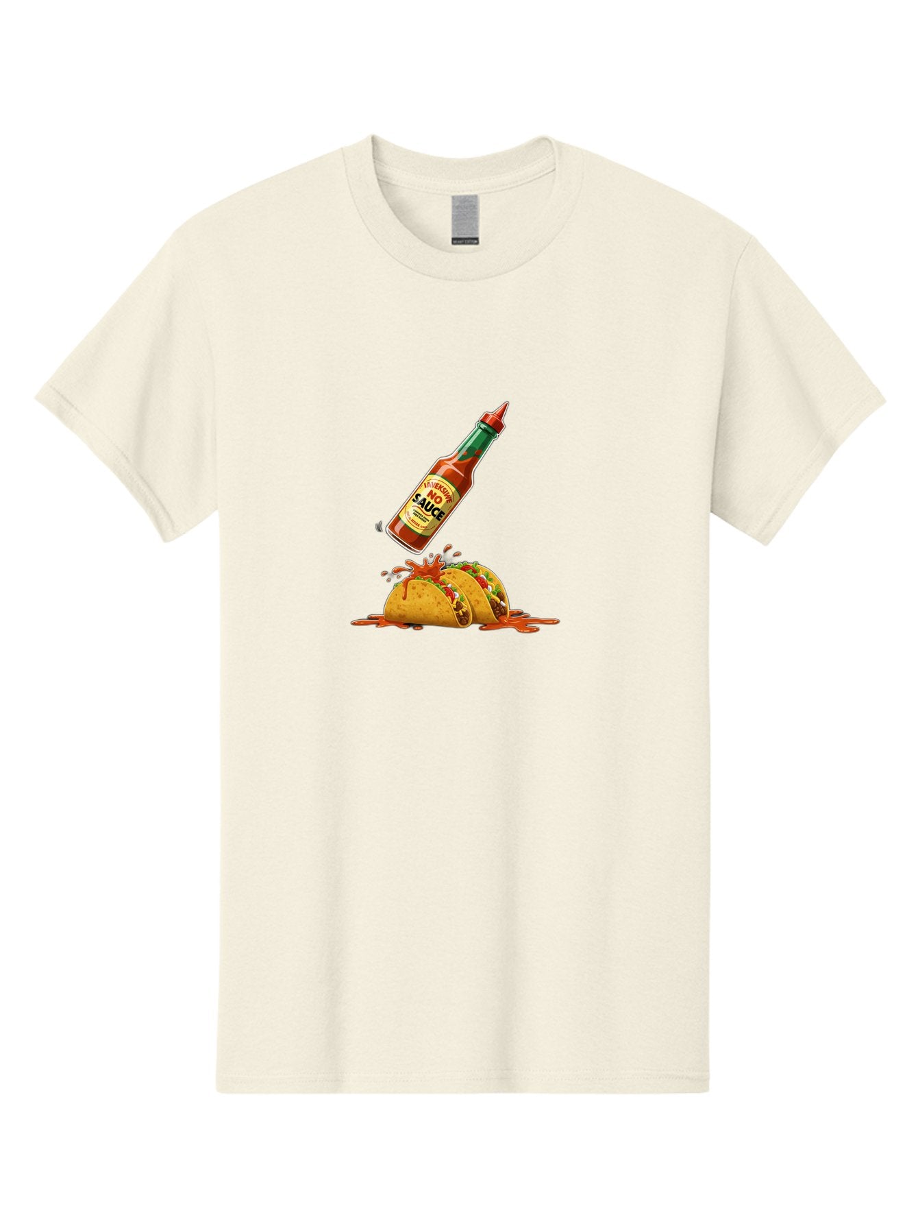 No-Sauce Men'S Graphic Tee, 100% Cotton, Comfortable Casual Summer Wear, Machine Washable, Hot Sauce Splashing On Tacos, Spicy Food, Mexican Cuisine, Taco Tuesday, Flavorful Dishes, Spicy Kick Bab045 7
