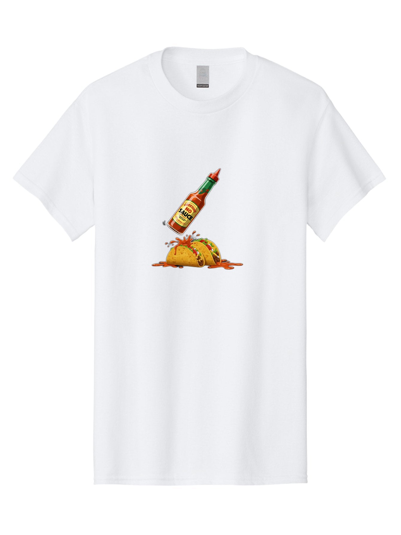 No-Sauce Men'S Graphic Tee, 100% Cotton, Comfortable Casual Summer Wear, Machine Washable, Hot Sauce Splashing On Tacos, Spicy Food, Mexican Cuisine, Taco Tuesday, Flavorful Dishes, Spicy Kick Bab045 4