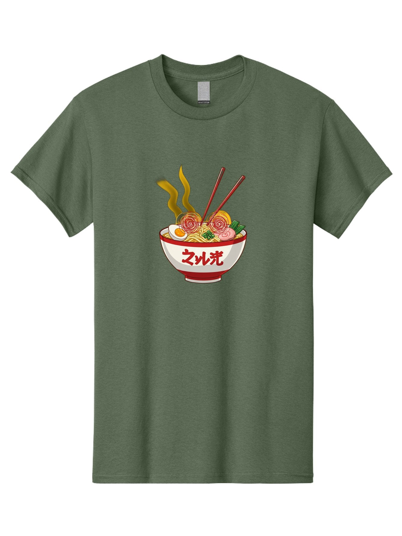 Null-Guang-Ramen Men'S Graphic Tee, 100% Cotton, Comfortable Casual Summer Wear, Machine Washable, Steaming Hot Ramen, Japanese Noodle Soup, Savory Broth, Boiled Egg, Sliced Pork, Green Onions, Chopsticks, Naruto Swirls, Delicious Meal, Bab048 3