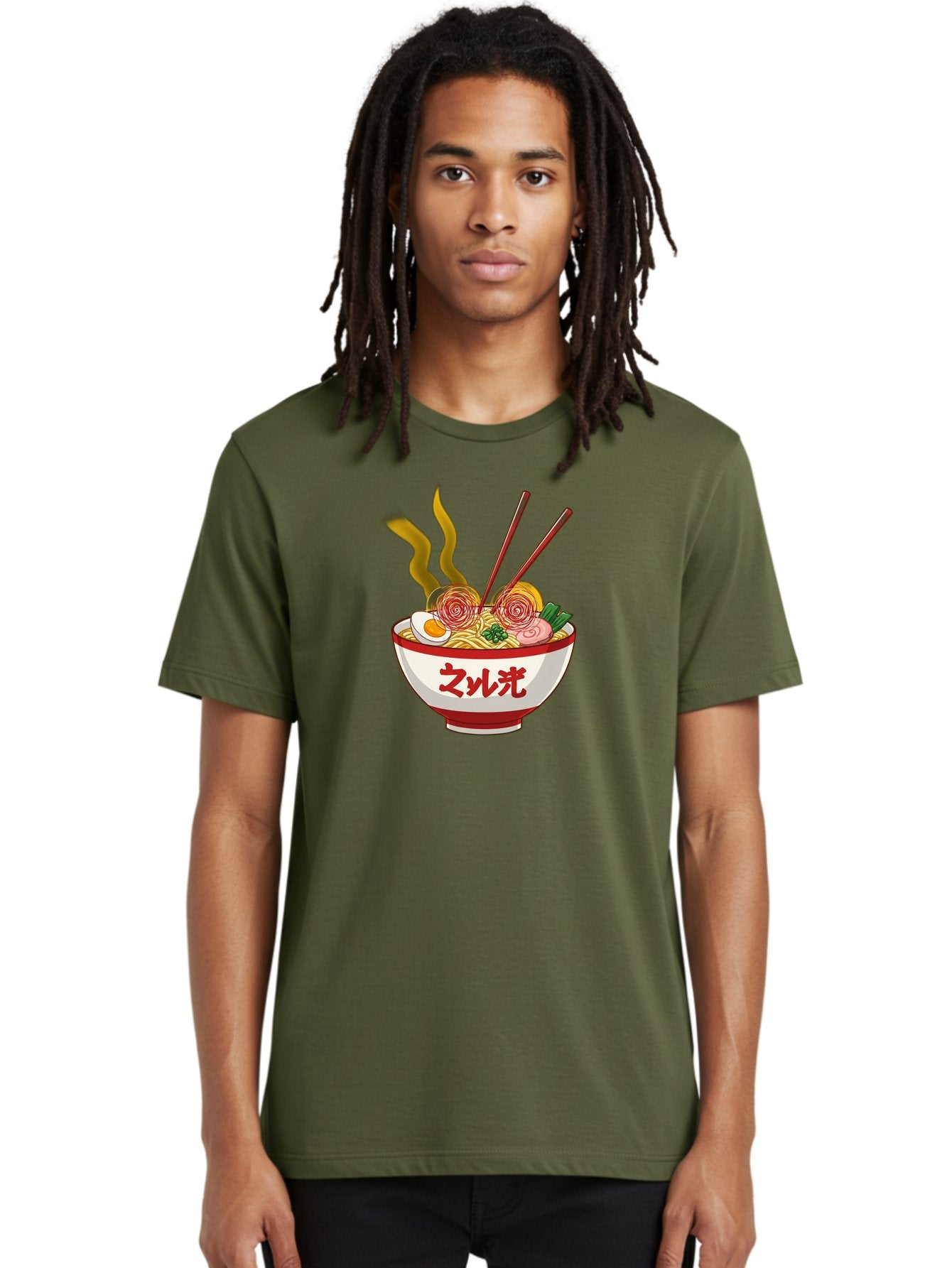 Null-Guang-Ramen Men'S Graphic Tee, 100% Cotton, Comfortable Casual Summer Wear, Machine Washable, Steaming Hot Ramen, Japanese Noodle Soup, Savory Broth, Boiled Egg, Sliced Pork, Green Onions, Chopsticks, Naruto Swirls, Delicious Meal, Bab048 22