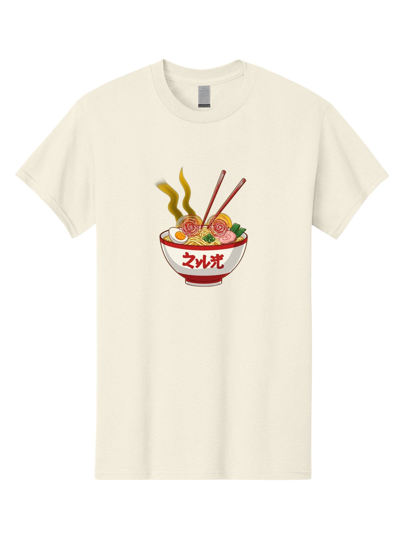 Null-Guang-Ramen Men'S Graphic Tee, 100% Cotton, Comfortable Casual Summer Wear, Machine Washable, Steaming Hot Ramen, Japanese Noodle Soup, Savory Broth, Boiled Egg, Sliced Pork, Green Onions, Chopsticks, Naruto Swirls, Delicious Meal, Bab048 5