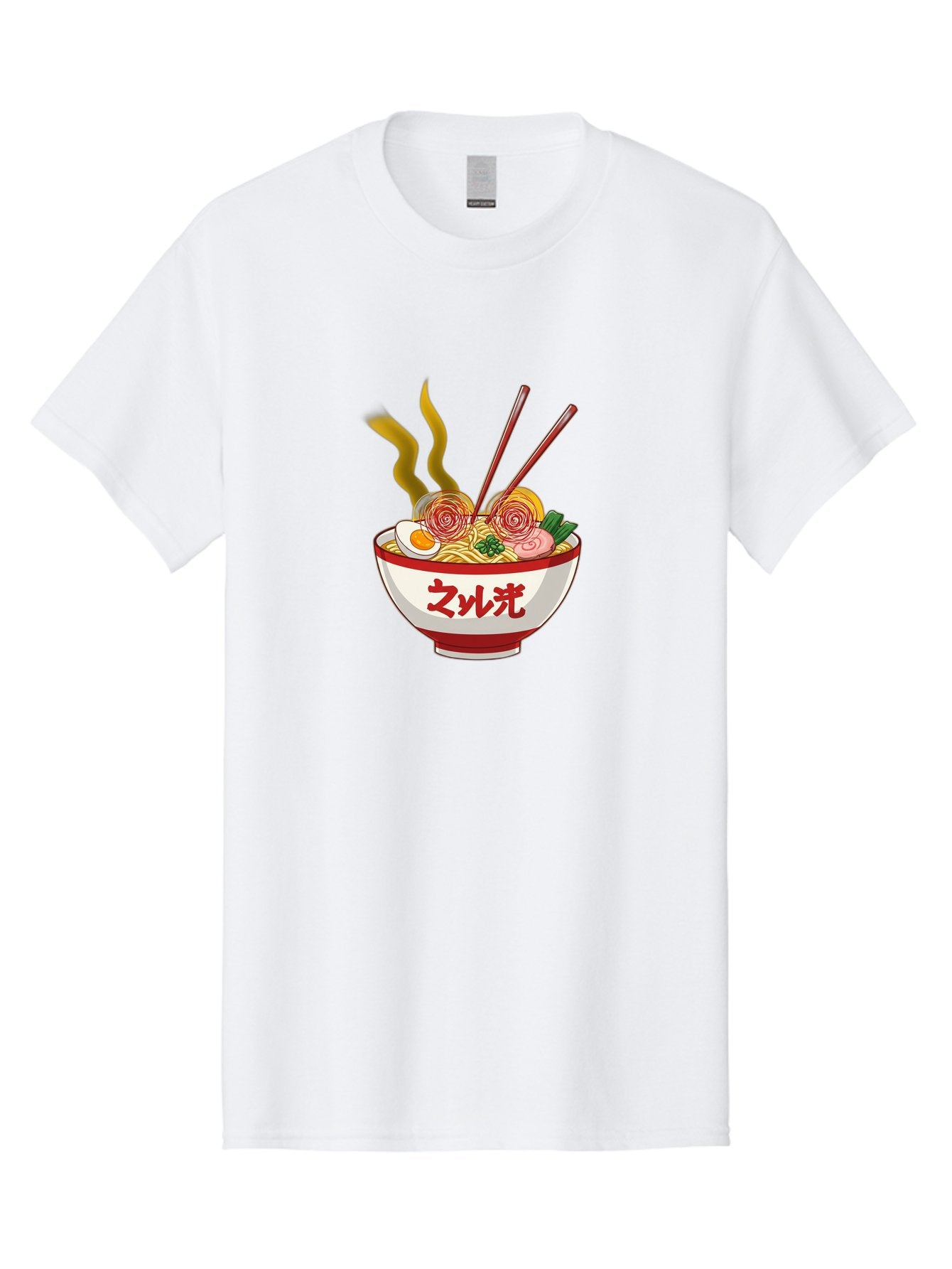 Null-Guang-Ramen Men'S Graphic Tee, 100% Cotton, Comfortable Casual Summer Wear, Machine Washable, Steaming Hot Ramen, Japanese Noodle Soup, Savory Broth, Boiled Egg, Sliced Pork, Green Onions, Chopsticks, Naruto Swirls, Delicious Meal, Bab048 4