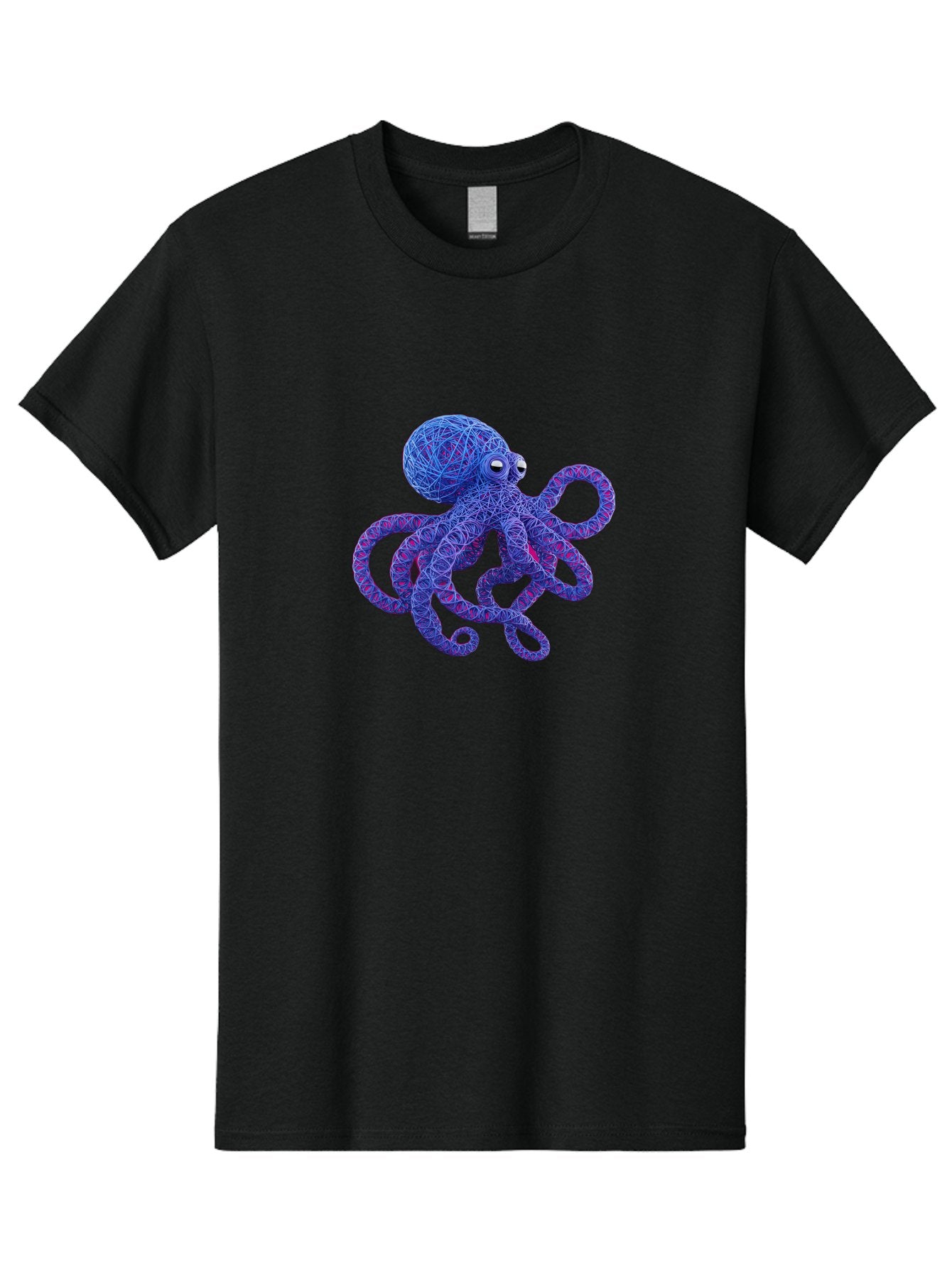 Octopus Men'S Graphic Tee, 100% Cotton, Comfortable Casual Summer Wear, Machine Washable, Colorful Octopus, String Art, Blue And Purple Hues, 3D Illustration, Whimsical Design, Underwater Creature, Artistic Representation, Creative Artwork, Bab049 12