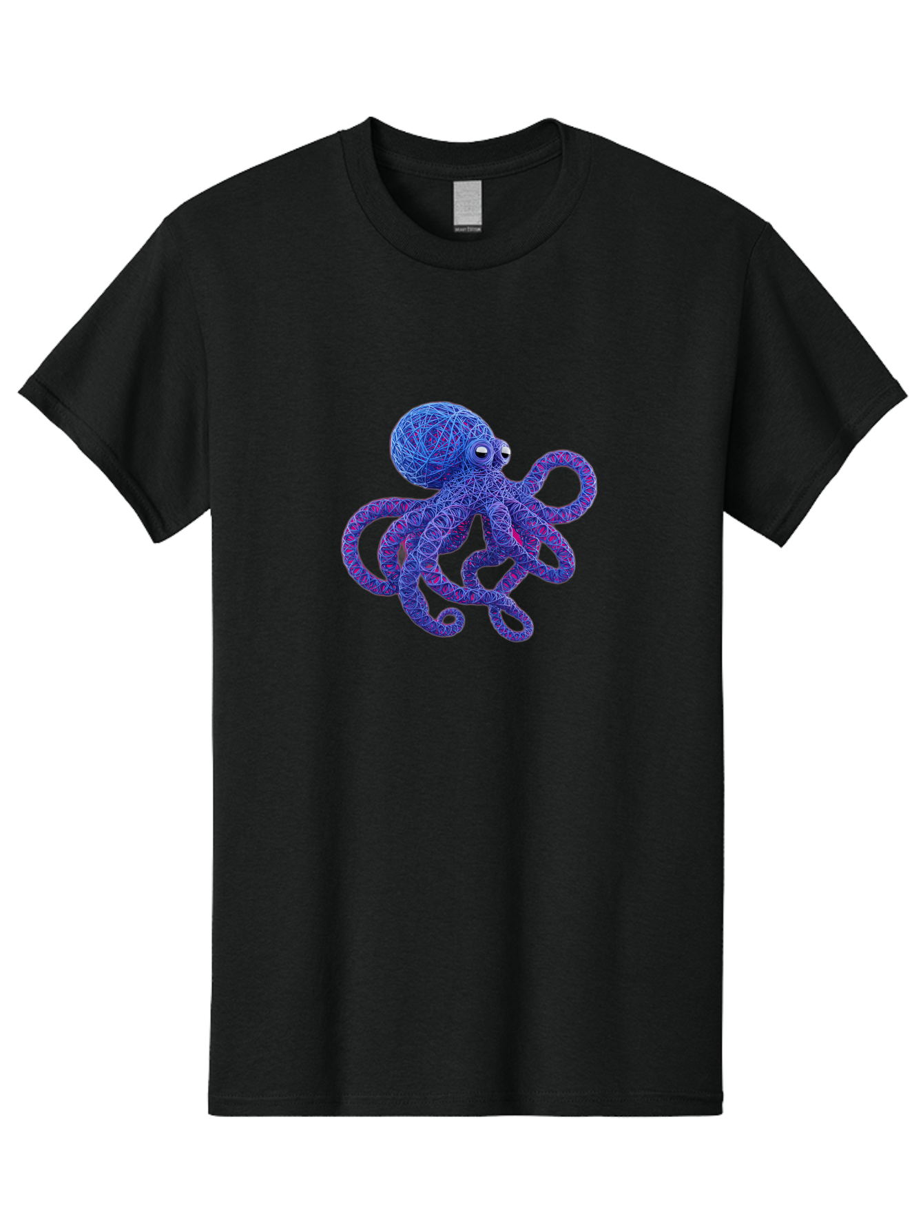 Octopus Men'S Graphic Tee, 100% Cotton, Comfortable Casual Summer Wear, Machine Washable, Colorful Octopus, String Art, Blue And Purple Hues, 3D Illustration, Whimsical Design, Underwater Creature, Artistic Representation, Creative Artwork, Bab049 5