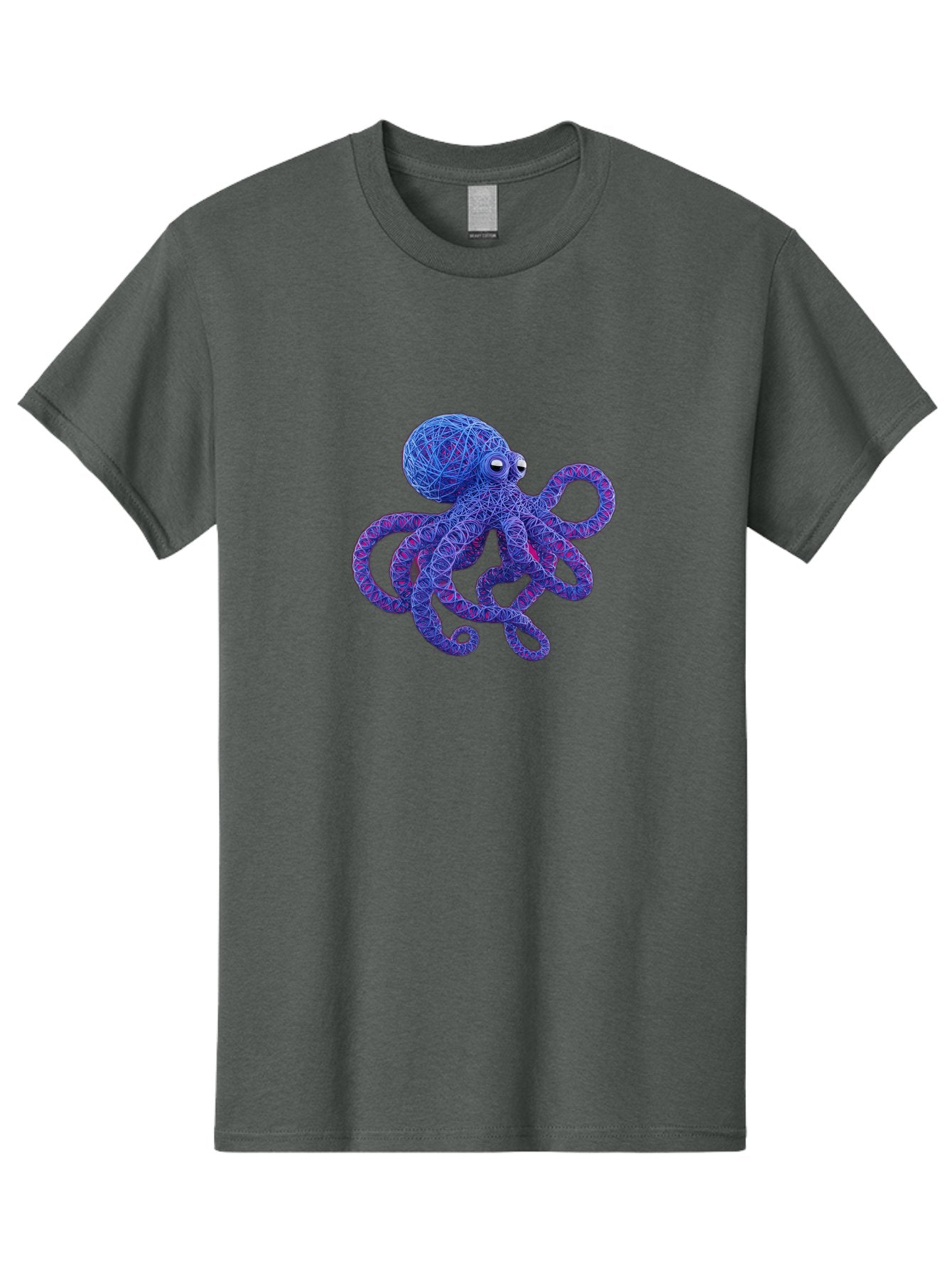 Octopus Men'S Graphic Tee, 100% Cotton, Comfortable Casual Summer Wear, Machine Washable, Colorful Octopus, String Art, Blue And Purple Hues, 3D Illustration, Whimsical Design, Underwater Creature, Artistic Representation, Creative Artwork, Bab049 5