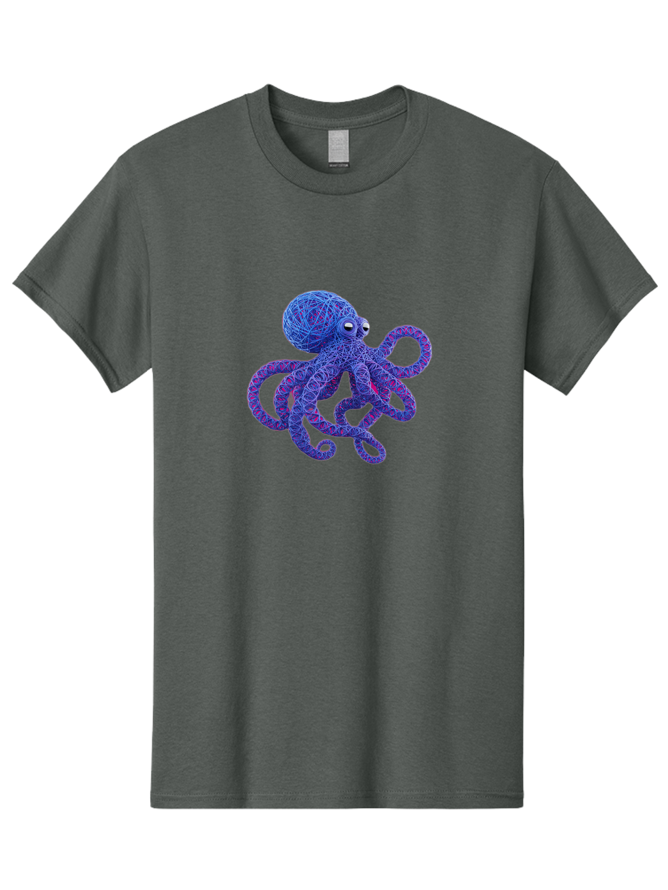 Octopus Men'S Graphic Tee, 100% Cotton, Comfortable Casual Summer Wear, Machine Washable, Colorful Octopus, String Art, Blue And Purple Hues, 3D Illustration, Whimsical Design, Underwater Creature, Artistic Representation, Creative Artwork, Bab049 15