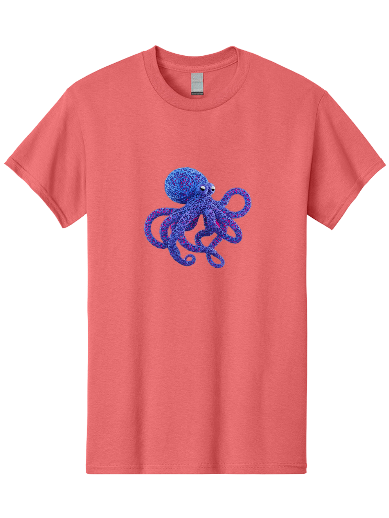 Octopus Men'S Graphic Tee, 100% Cotton, Comfortable Casual Summer Wear, Machine Washable, Colorful Octopus, String Art, Blue And Purple Hues, 3D Illustration, Whimsical Design, Underwater Creature, Artistic Representation, Creative Artwork, Bab049 11