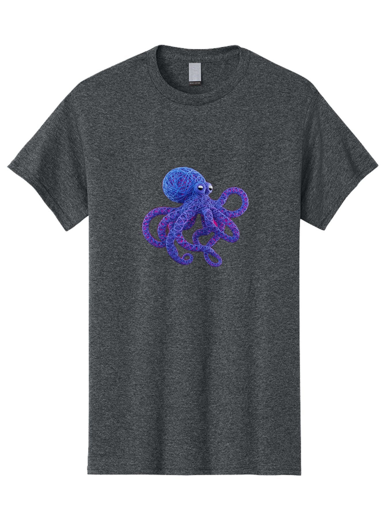 Octopus Men'S Graphic Tee, 100% Cotton, Comfortable Casual Summer Wear, Machine Washable, Colorful Octopus, String Art, Blue And Purple Hues, 3D Illustration, Whimsical Design, Underwater Creature, Artistic Representation, Creative Artwork, Bab049