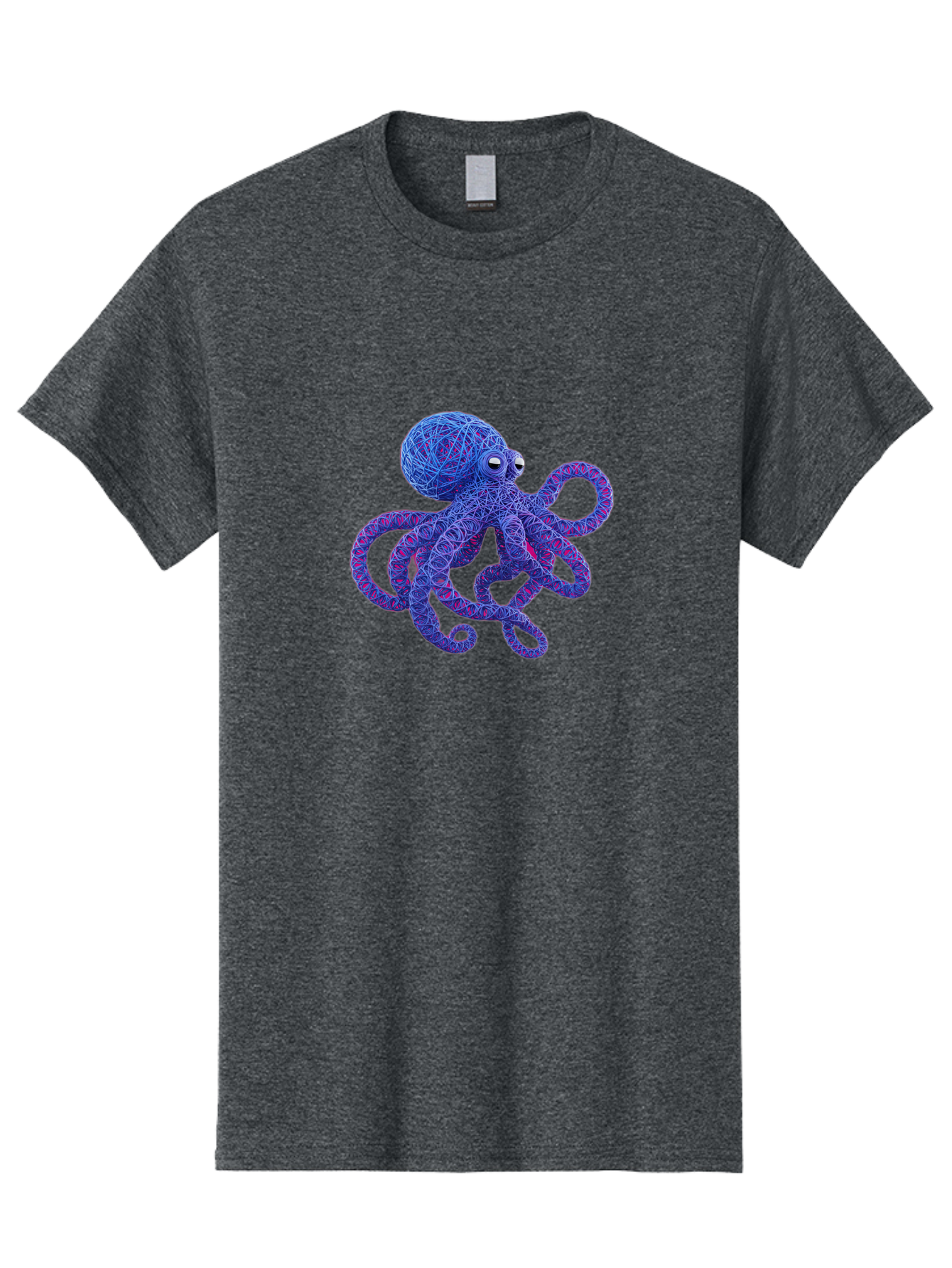 Octopus Men'S Graphic Tee, 100% Cotton, Comfortable Casual Summer Wear, Machine Washable, Colorful Octopus, String Art, Blue And Purple Hues, 3D Illustration, Whimsical Design, Underwater Creature, Artistic Representation, Creative Artwork, Bab049 19