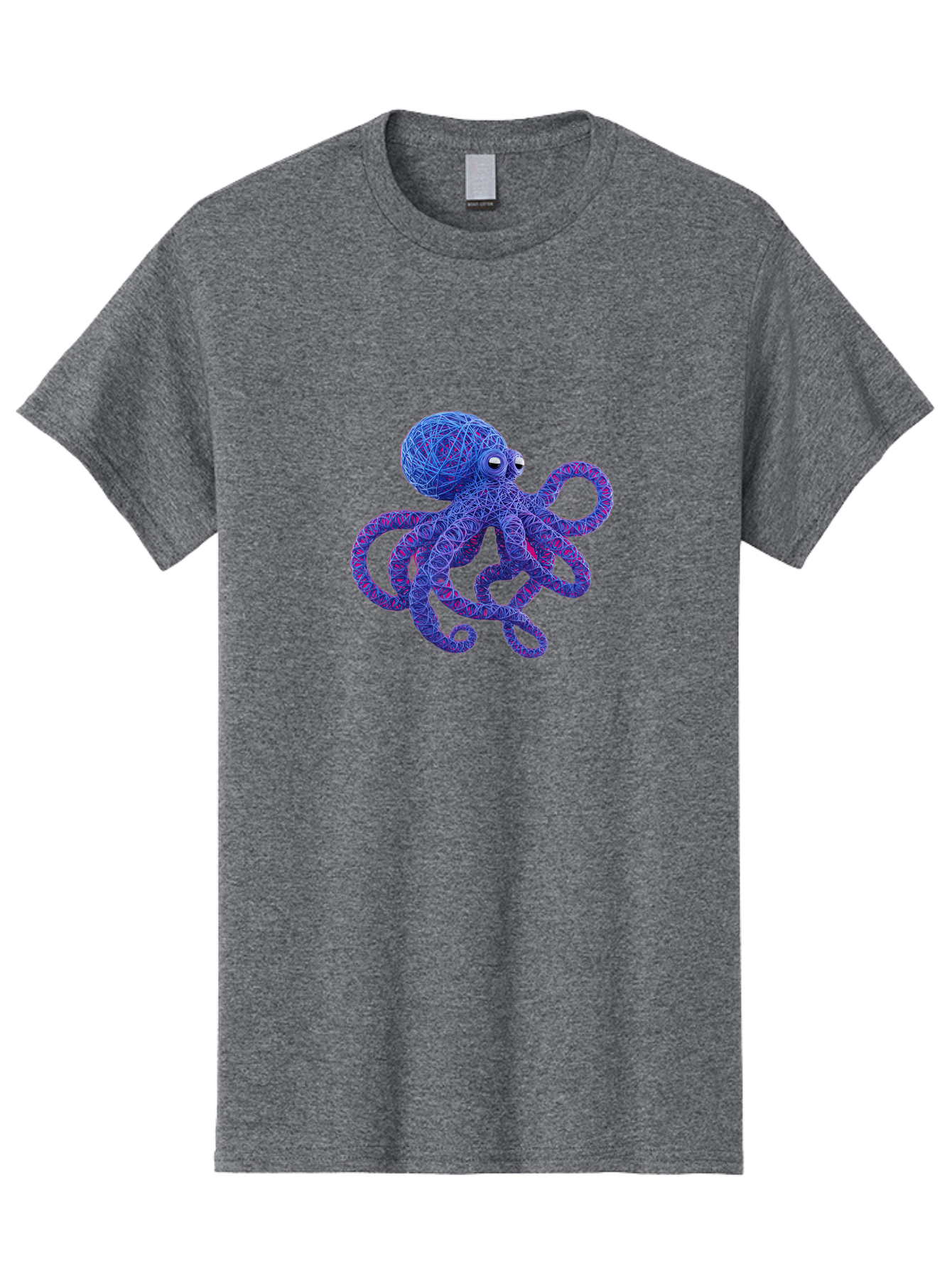 Octopus Men'S Graphic Tee, 100% Cotton, Comfortable Casual Summer Wear, Machine Washable, Colorful Octopus, String Art, Blue And Purple Hues, 3D Illustration, Whimsical Design, Underwater Creature, Artistic Representation, Creative Artwork, Bab049 13