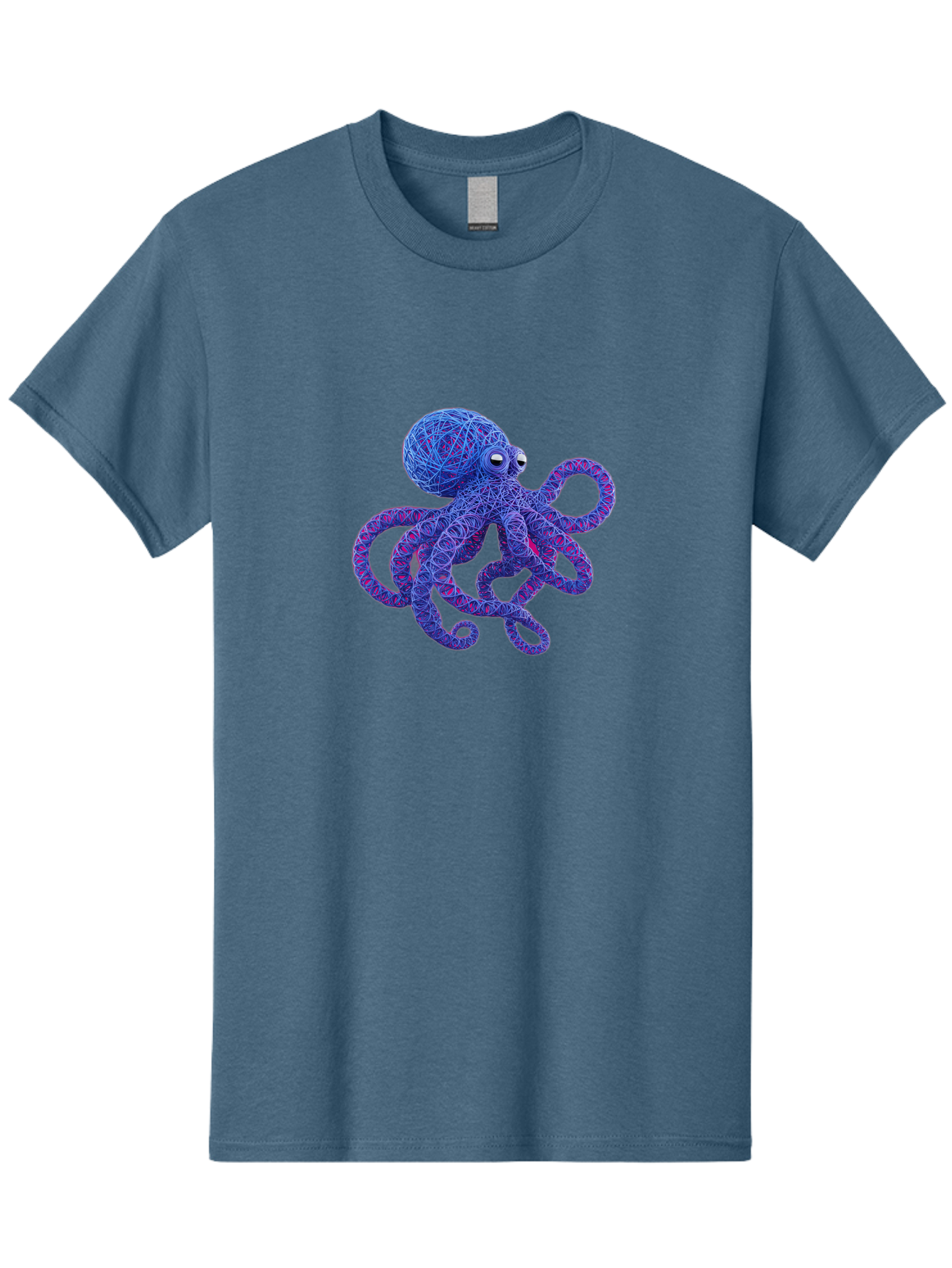 Octopus Men'S Graphic Tee, 100% Cotton, Comfortable Casual Summer Wear, Machine Washable, Colorful Octopus, String Art, Blue And Purple Hues, 3D Illustration, Whimsical Design, Underwater Creature, Artistic Representation, Creative Artwork, Bab049 9