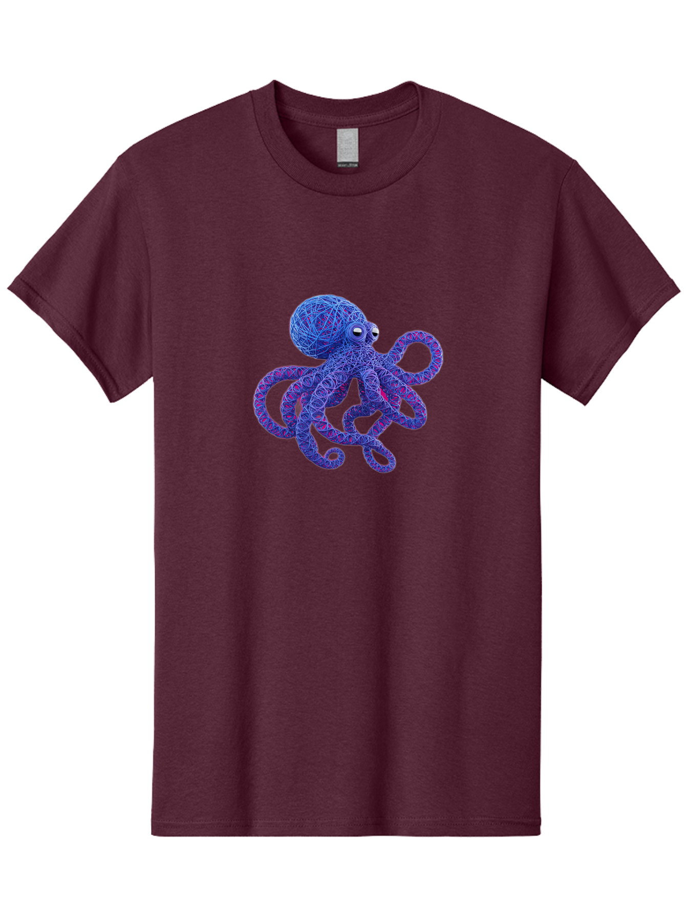 Octopus Men'S Graphic Tee, 100% Cotton, Comfortable Casual Summer Wear, Machine Washable, Colorful Octopus, String Art, Blue And Purple Hues, 3D Illustration, Whimsical Design, Underwater Creature, Artistic Representation, Creative Artwork, Bab049 27