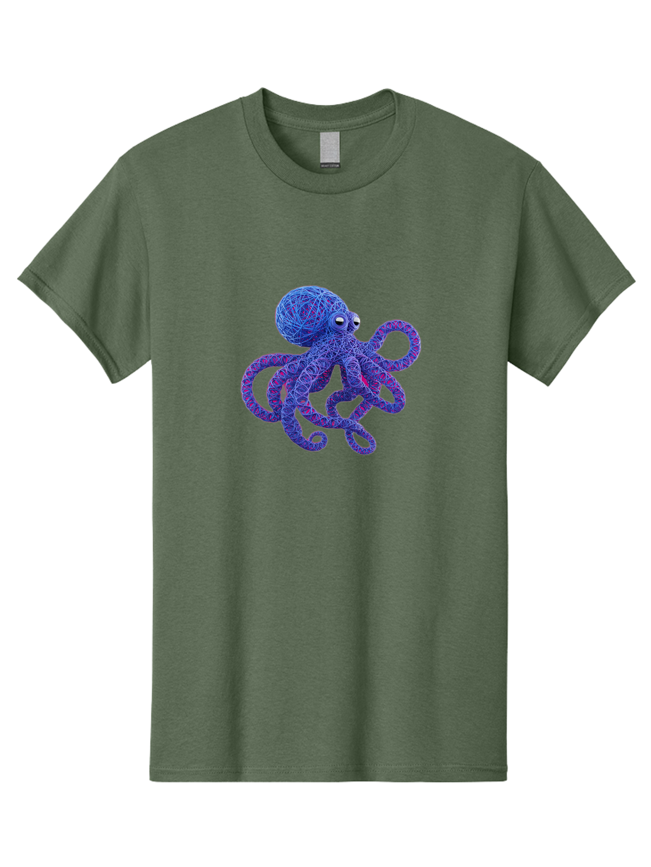 Octopus Men'S Graphic Tee, 100% Cotton, Comfortable Casual Summer Wear, Machine Washable, Colorful Octopus, String Art, Blue And Purple Hues, 3D Illustration, Whimsical Design, Underwater Creature, Artistic Representation, Creative Artwork, Bab049 3