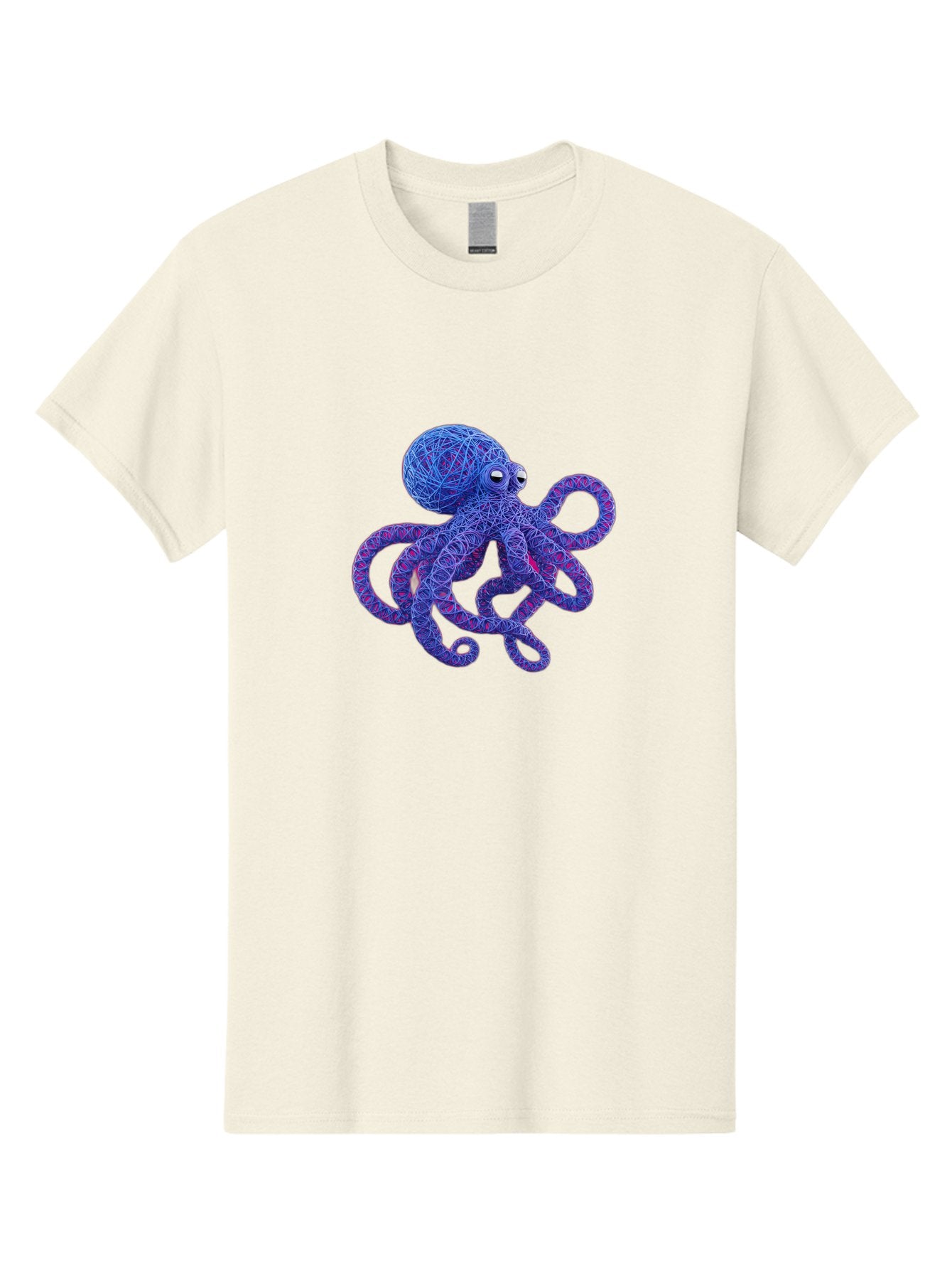 Octopus Men'S Graphic Tee, 100% Cotton, Comfortable Casual Summer Wear, Machine Washable, Colorful Octopus, String Art, Blue And Purple Hues, 3D Illustration, Whimsical Design, Underwater Creature, Artistic Representation, Creative Artwork, Bab049 13