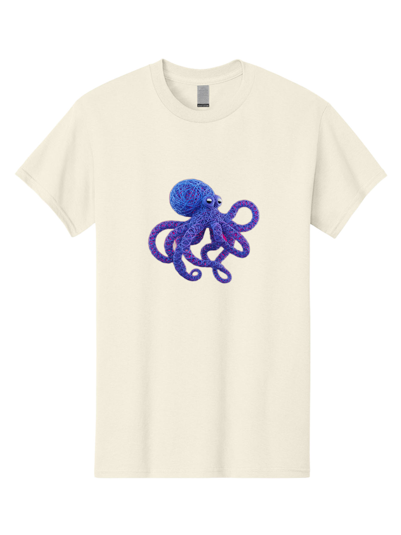Octopus Men'S Graphic Tee, 100% Cotton, Comfortable Casual Summer Wear, Machine Washable, Colorful Octopus, String Art, Blue And Purple Hues, 3D Illustration, Whimsical Design, Underwater Creature, Artistic Representation, Creative Artwork, Bab049 29