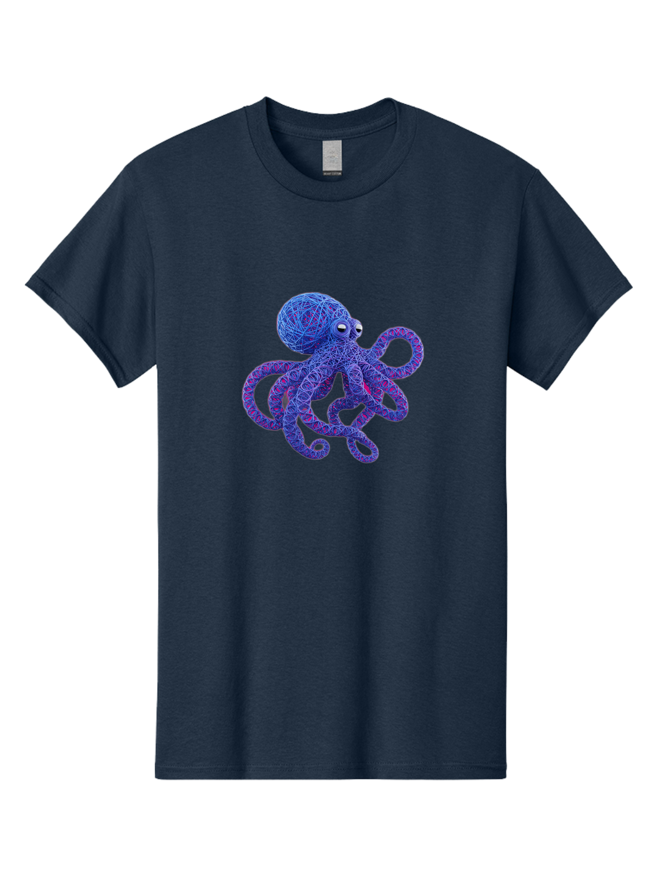 Octopus Men'S Graphic Tee, 100% Cotton, Comfortable Casual Summer Wear, Machine Washable, Colorful Octopus, String Art, Blue And Purple Hues, 3D Illustration, Whimsical Design, Underwater Creature, Artistic Representation, Creative Artwork, Bab049 21