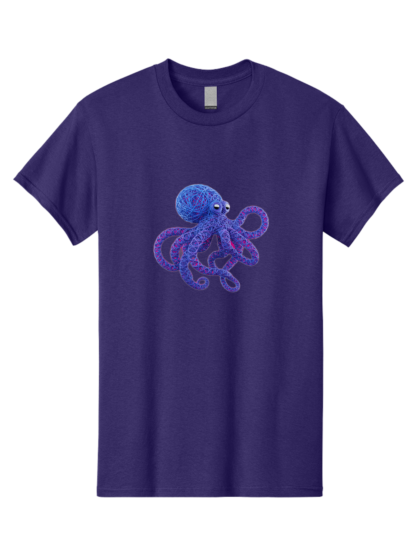 Octopus Men'S Graphic Tee, 100% Cotton, Comfortable Casual Summer Wear, Machine Washable, Colorful Octopus, String Art, Blue And Purple Hues, 3D Illustration, Whimsical Design, Underwater Creature, Artistic Representation, Creative Artwork, Bab049 17