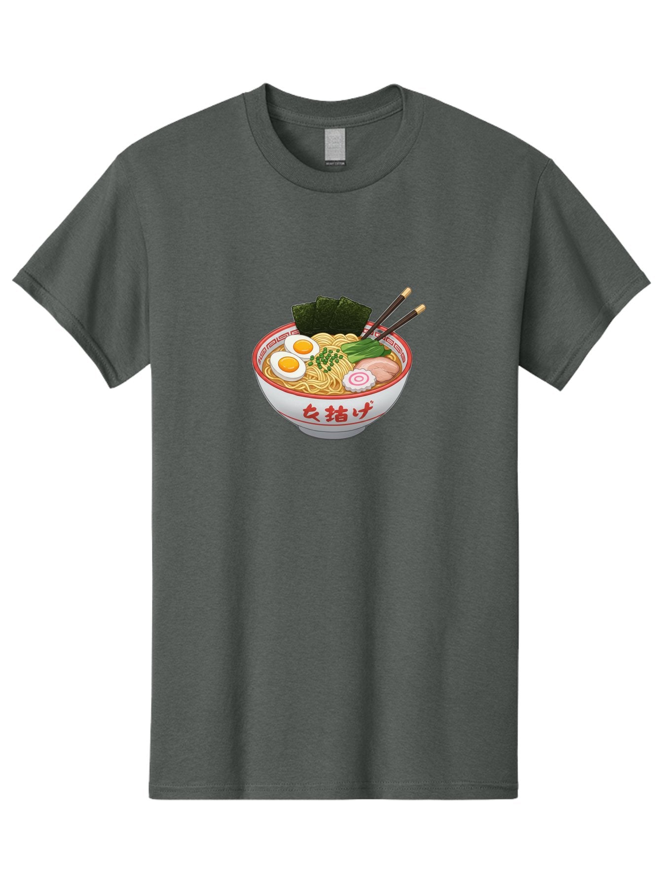 Onna-Jirage-Ramen Men'S Graphic Tee, 100% Cotton, Comfortable Casual Summer Wear, Machine Washable, Ramen Bowl, Noodle Soup, Boiled Egg, Green Onions, Seaweed, Pork Slices, Narutomaki, Chopsticks, Japanese Cuisine, Onna Zuke Bab053 7