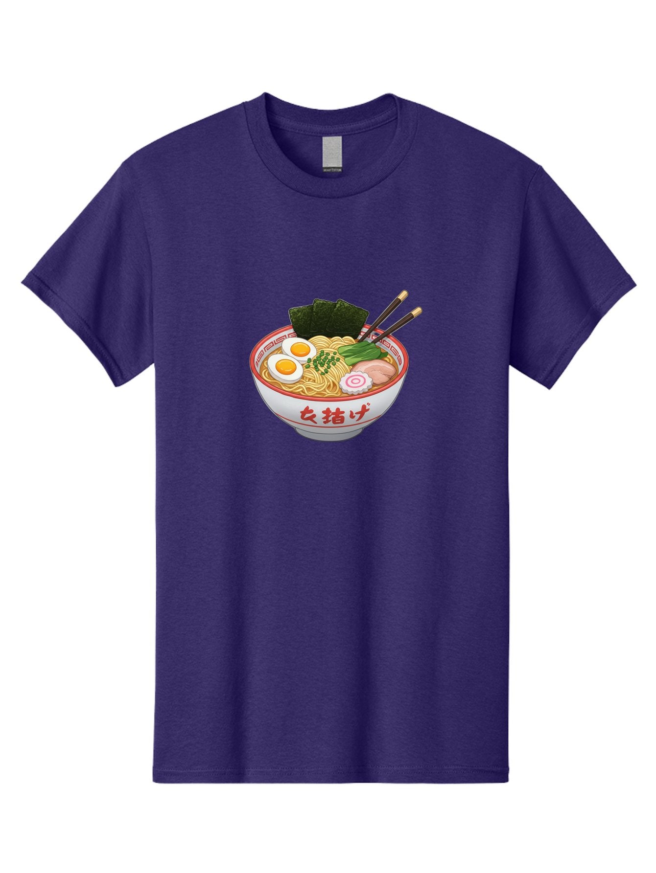 Onna-Jirage-Ramen Men'S Graphic Tee, 100% Cotton, Comfortable Casual Summer Wear, Machine Washable, Ramen Bowl, Noodle Soup, Boiled Egg, Green Onions, Seaweed, Pork Slices, Narutomaki, Chopsticks, Japanese Cuisine, Onna Zuke Bab053 5