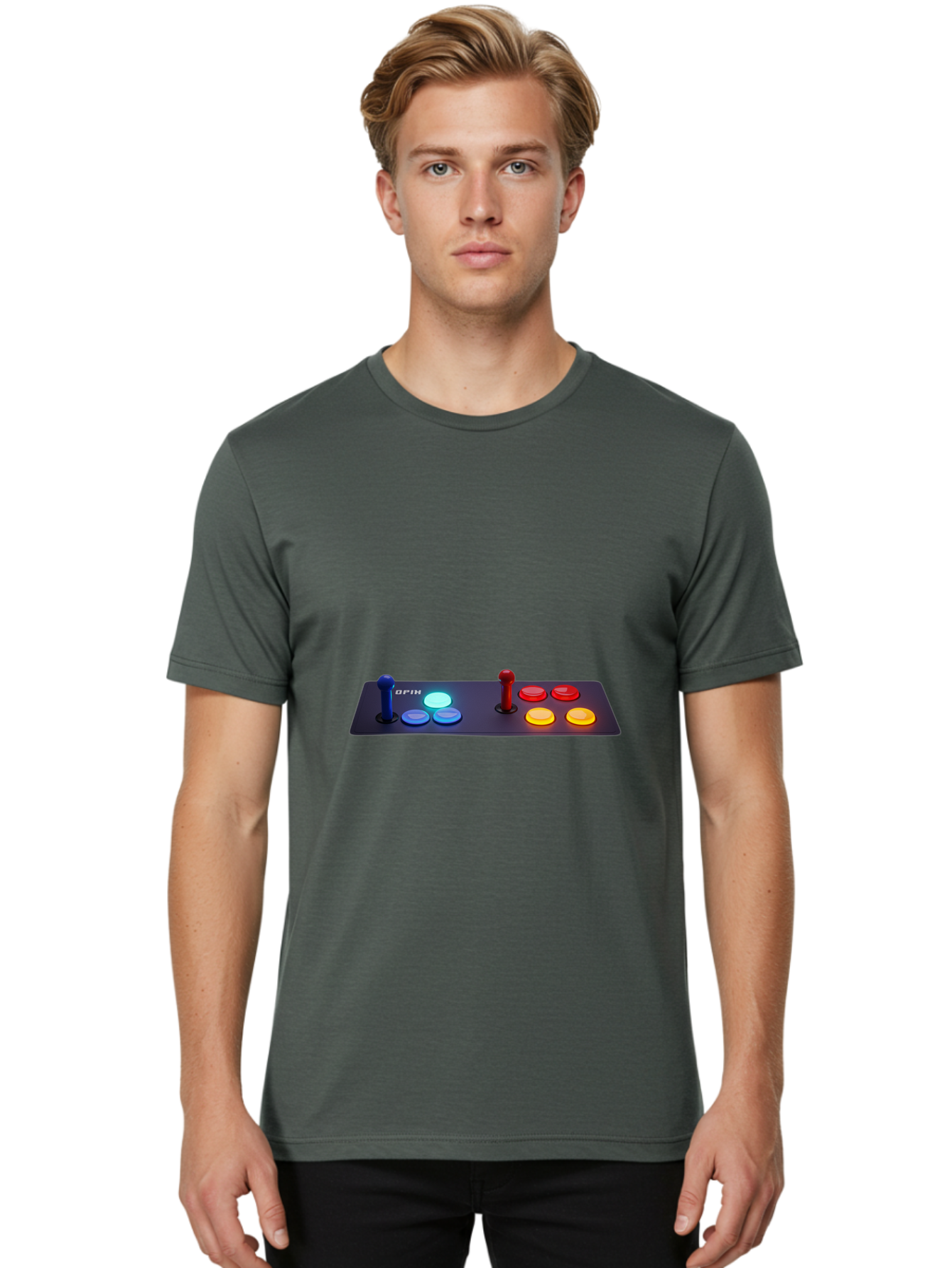 Opix-Joystick Men'S Graphic Tee, 100% Cotton, Comfortable Casual Summer Wear, Machine Washable, Arcade Controller, Gaming Console, Joystick, Colorful Buttons, Retro Gaming, Gamepad, Opix Brand, Gaming Accessories, Controller Layout, Bab054 14