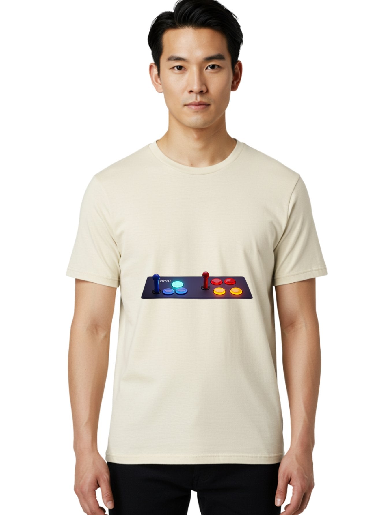 Opix-Joystick Men'S Graphic Tee, 100% Cotton, Comfortable Casual Summer Wear, Machine Washable, Arcade Controller, Gaming Console, Joystick, Colorful Buttons, Retro Gaming, Gamepad, Opix Brand, Gaming Accessories, Controller Layout, Bab054 22