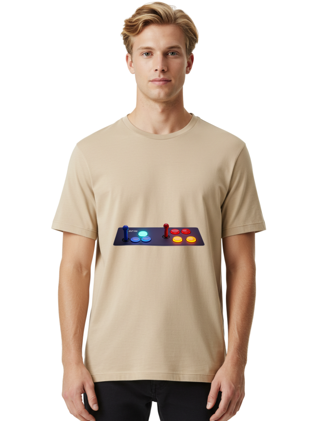 Opix-Joystick Men'S Graphic Tee, 100% Cotton, Comfortable Casual Summer Wear, Machine Washable, Arcade Controller, Gaming Console, Joystick, Colorful Buttons, Retro Gaming, Gamepad, Opix Brand, Gaming Accessories, Controller Layout, Bab054 22
