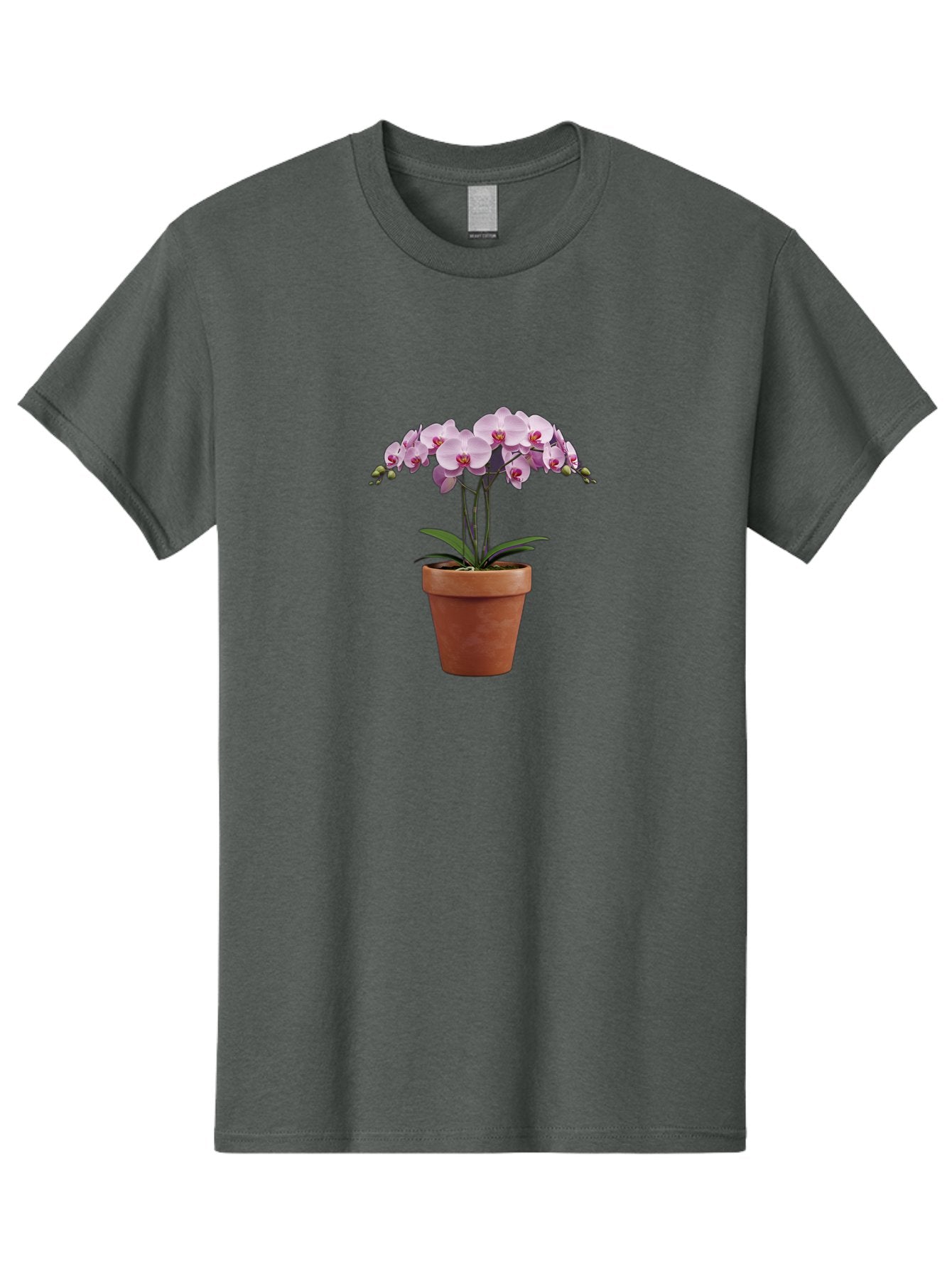 Orchid-In-Pot Men'S Graphic Tee, 100% Cotton, Comfortable Casual Summer Wear, Machine Washable, Orchid Flowers, Pink Blooms, Terracotta Pot, Indoor Plants, Floral Arrangement, Elegant Decor, Tropical Plants, Gardening Inspiration, Home Decor Bab056 11