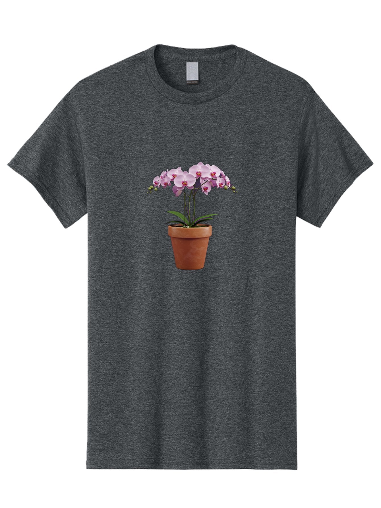 Orchid-In-Pot Men'S Graphic Tee, 100% Cotton, Comfortable Casual Summer Wear, Machine Washable, Orchid Flowers, Pink Blooms, Terracotta Pot, Indoor Plants, Floral Arrangement, Elegant Decor, Tropical Plants, Gardening Inspiration, Home Decor Bab056