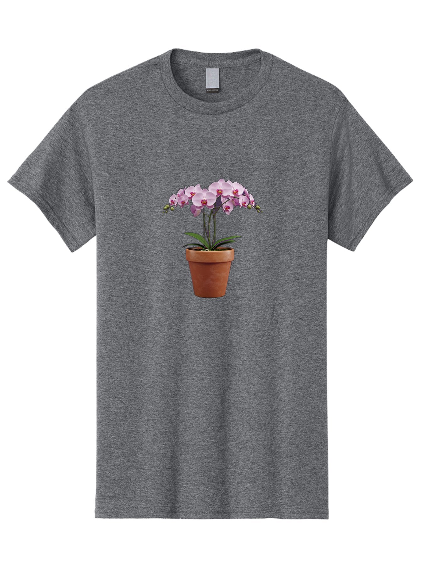 Orchid-In-Pot Men'S Graphic Tee, 100% Cotton, Comfortable Casual Summer Wear, Machine Washable, Orchid Flowers, Pink Blooms, Terracotta Pot, Indoor Plants, Floral Arrangement, Elegant Decor, Tropical Plants, Gardening Inspiration, Home Decor Bab056 14
