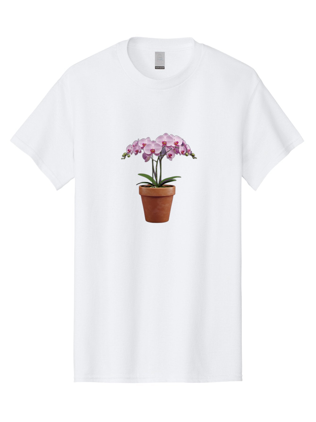 Orchid-In-Pot Men'S Graphic Tee, 100% Cotton, Comfortable Casual Summer Wear, Machine Washable, Orchid Flowers, Pink Blooms, Terracotta Pot, Indoor Plants, Floral Arrangement, Elegant Decor, Tropical Plants, Gardening Inspiration, Home Decor Bab056 13