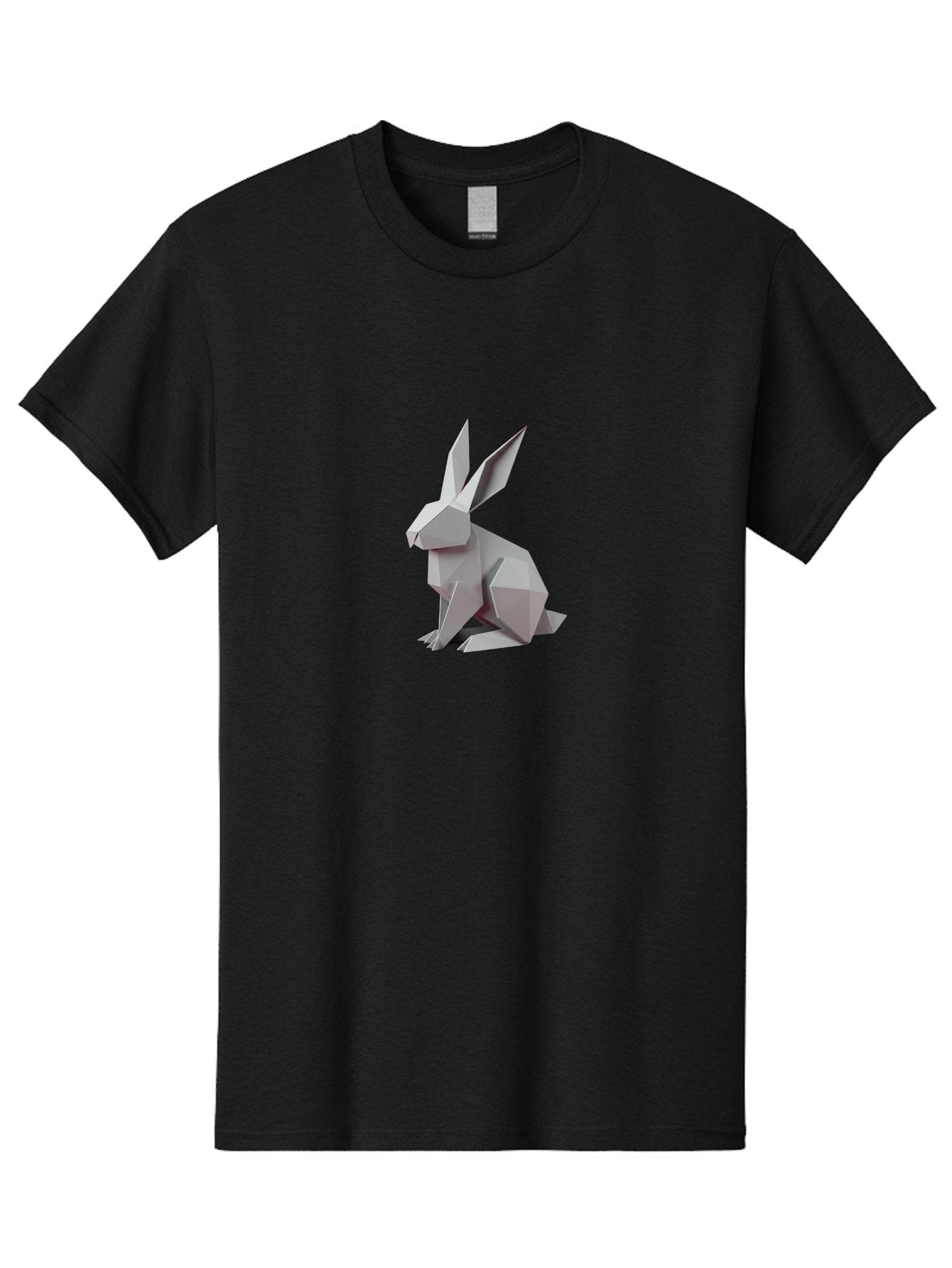 Origami-Rabbit Men'S Graphic Tee, 100% Cotton, Comfortable Casual Summer Wear, Machine Washable, Origami Rabbit, Geometric Art, Paper Folding, 3D Model, Minimalist Design, Rabbit Sculpture, Modern Art, Creative Craft Bab057 15