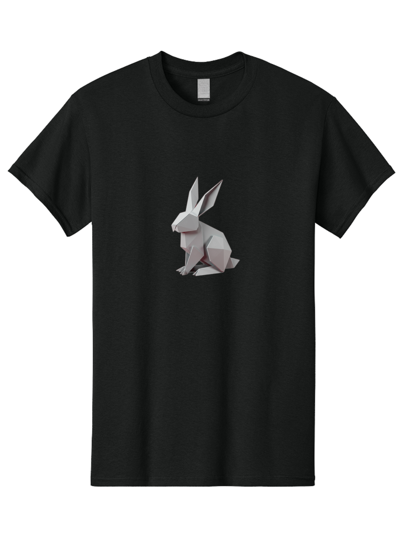 Origami-Rabbit Men'S Graphic Tee, 100% Cotton, Comfortable Casual Summer Wear, Machine Washable, Origami Rabbit, Geometric Art, Paper Folding, 3D Model, Minimalist Design, Rabbit Sculpture, Modern Art, Creative Craft Bab057