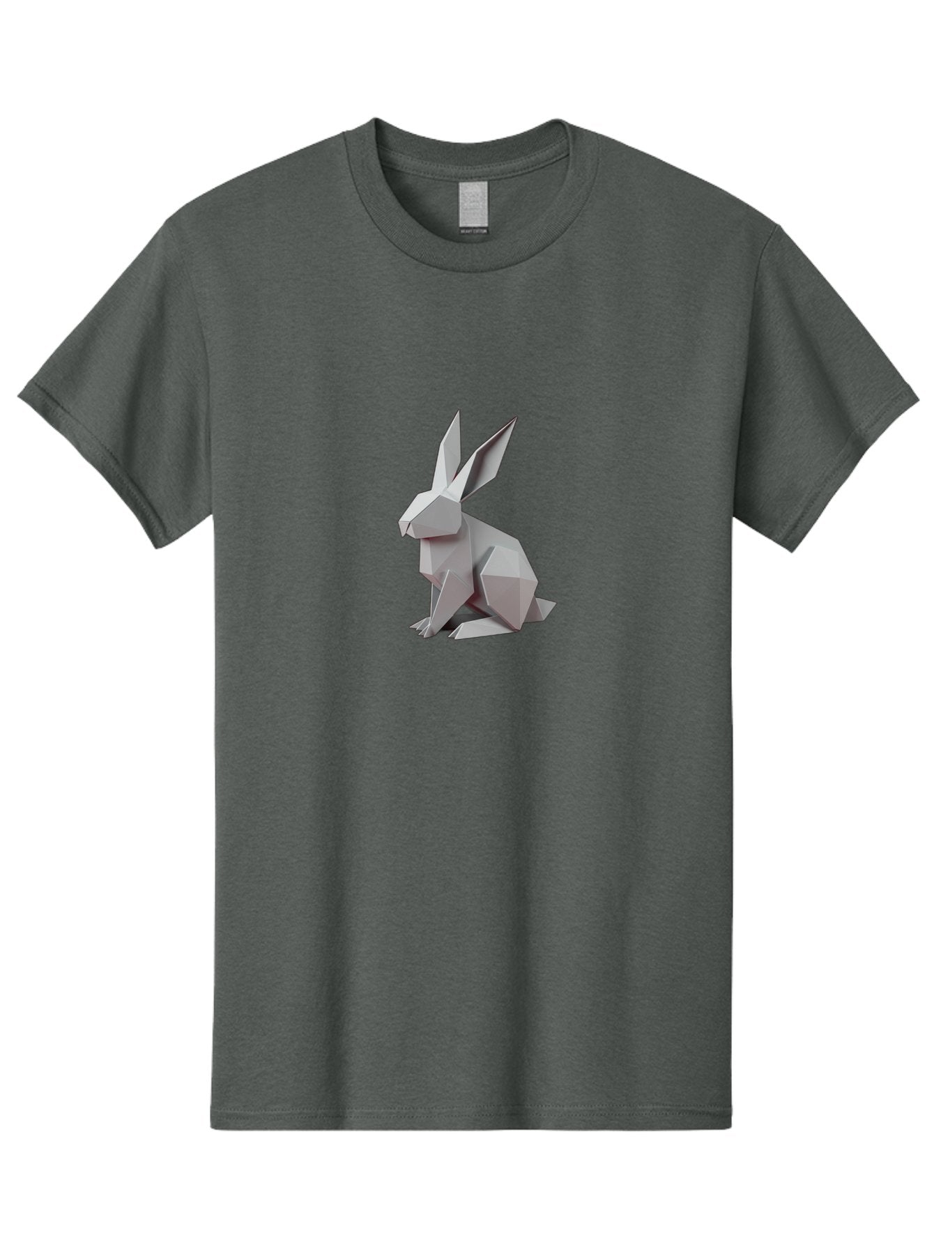 Origami-Rabbit Men'S Graphic Tee, 100% Cotton, Comfortable Casual Summer Wear, Machine Washable, Origami Rabbit, Geometric Art, Paper Folding, 3D Model, Minimalist Design, Rabbit Sculpture, Modern Art, Creative Craft Bab057 5