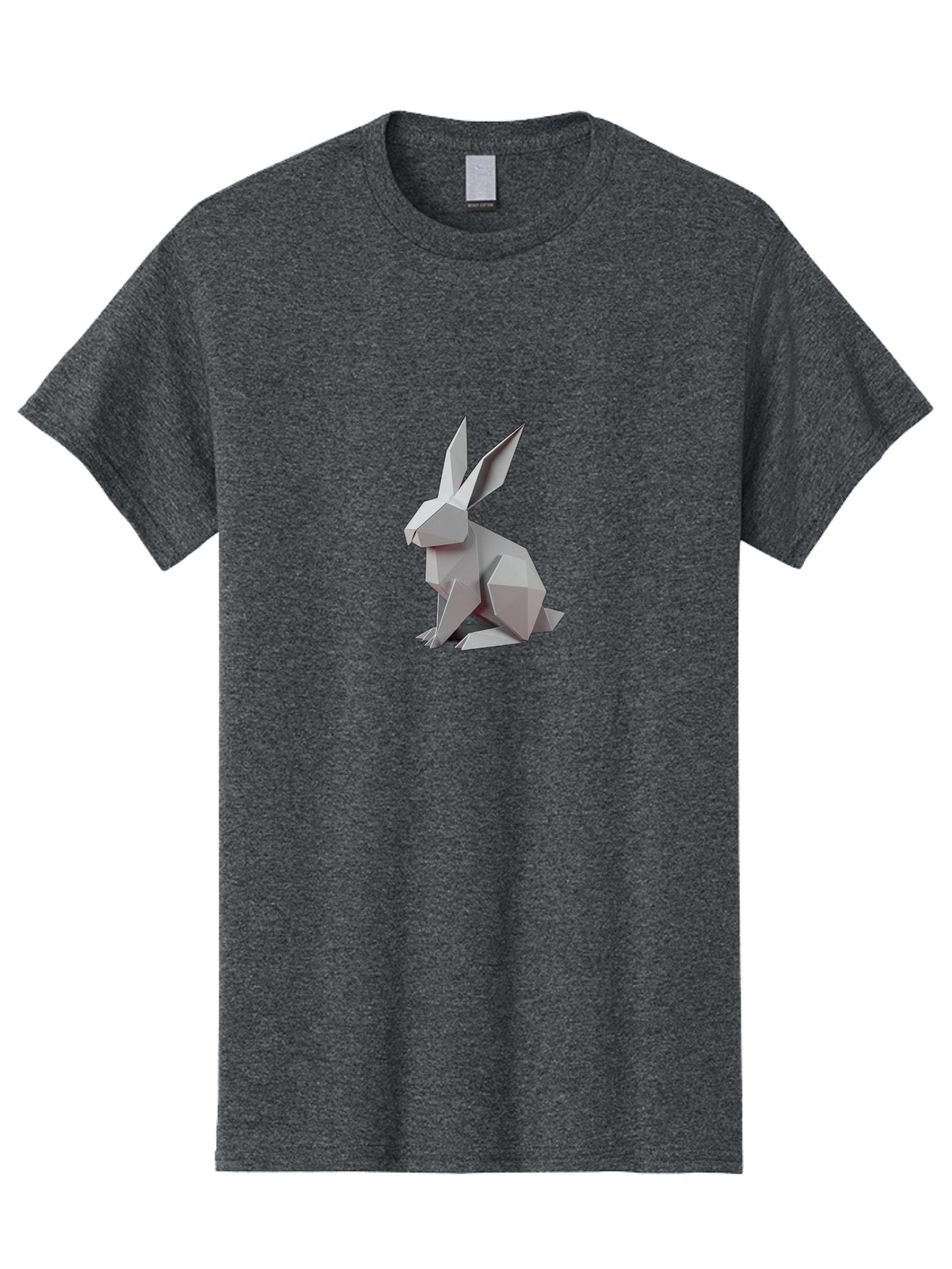 Origami-Rabbit Men'S Graphic Tee, 100% Cotton, Comfortable Casual Summer Wear, Machine Washable, Origami Rabbit, Geometric Art, Paper Folding, 3D Model, Minimalist Design, Rabbit Sculpture, Modern Art, Creative Craft Bab057 13