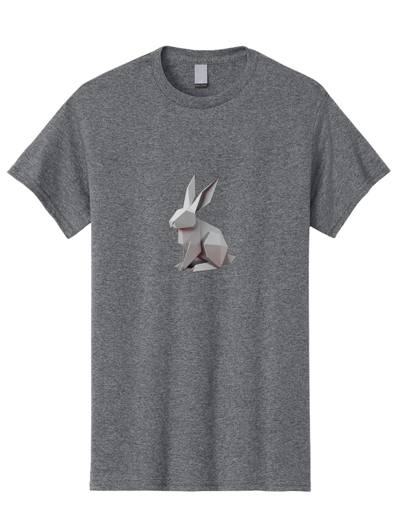 Origami-Rabbit Men'S Graphic Tee, 100% Cotton, Comfortable Casual Summer Wear, Machine Washable, Origami Rabbit, Geometric Art, Paper Folding, 3D Model, Minimalist Design, Rabbit Sculpture, Modern Art, Creative Craft Bab057 8