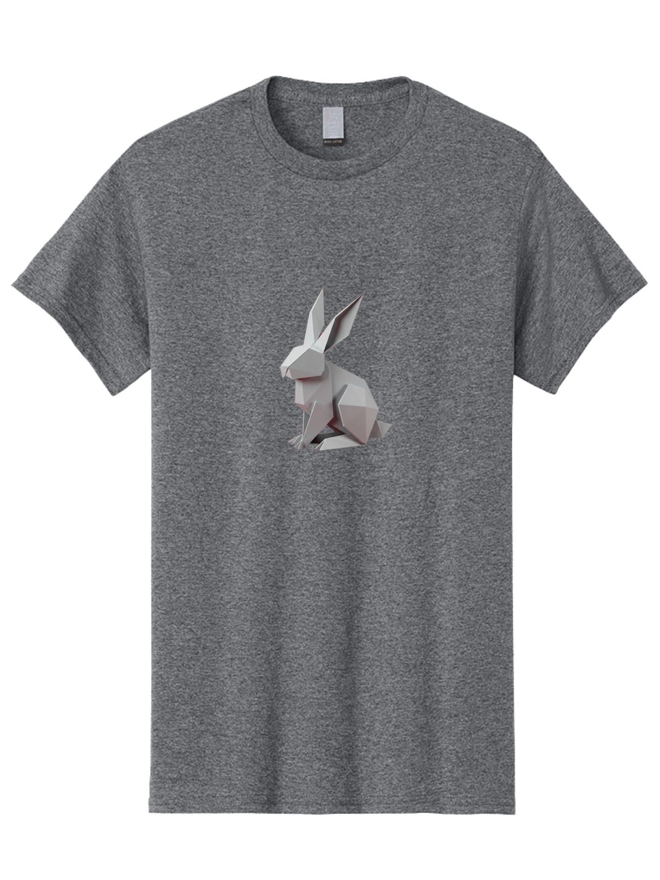 Origami-Rabbit Men'S Graphic Tee, 100% Cotton, Comfortable Casual Summer Wear, Machine Washable, Origami Rabbit, Geometric Art, Paper Folding, 3D Model, Minimalist Design, Rabbit Sculpture, Modern Art, Creative Craft Bab057 11