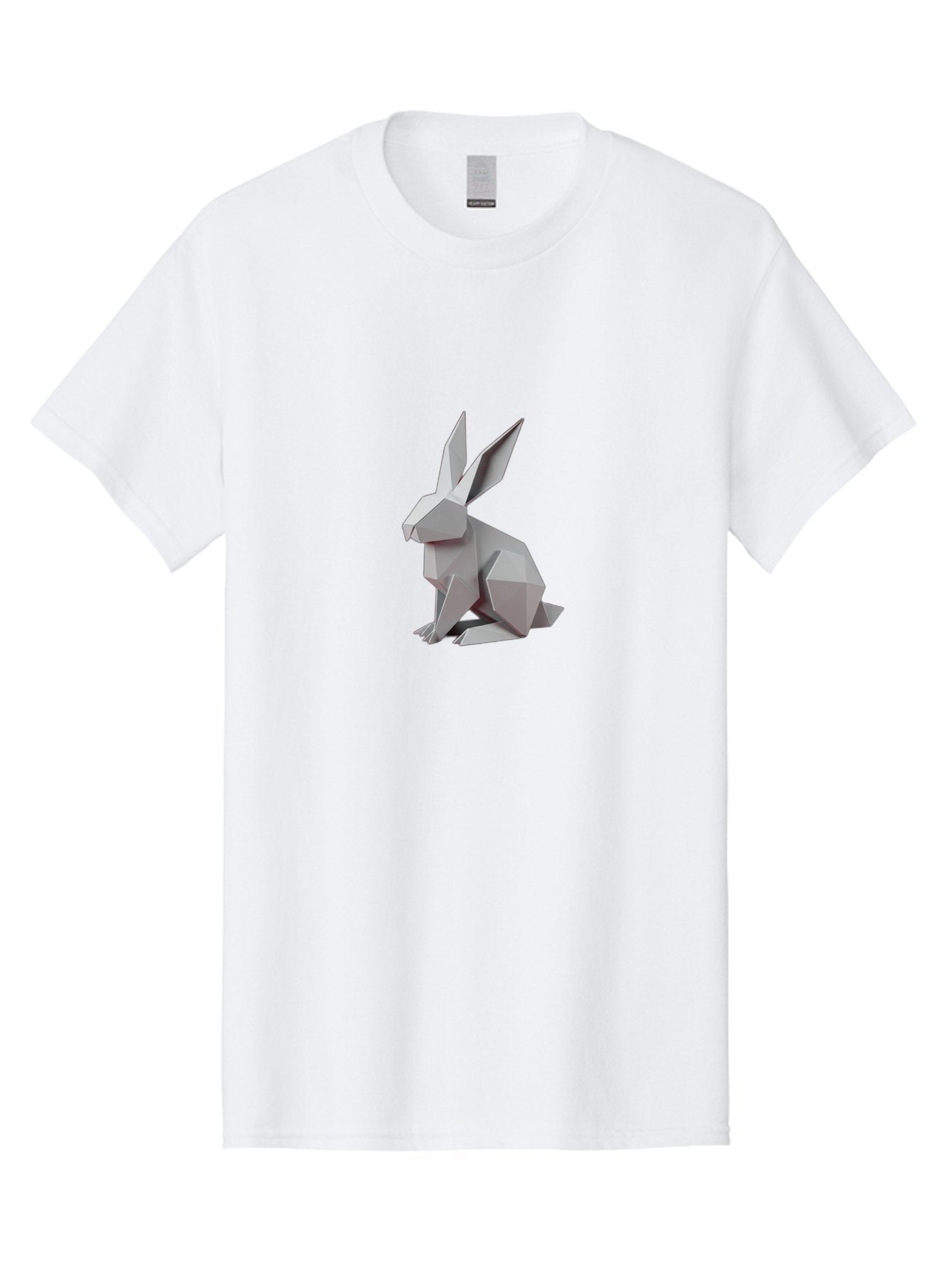 Origami-Rabbit Men'S Graphic Tee, 100% Cotton, Comfortable Casual Summer Wear, Machine Washable, Origami Rabbit, Geometric Art, Paper Folding, 3D Model, Minimalist Design, Rabbit Sculpture, Modern Art, Creative Craft Bab057