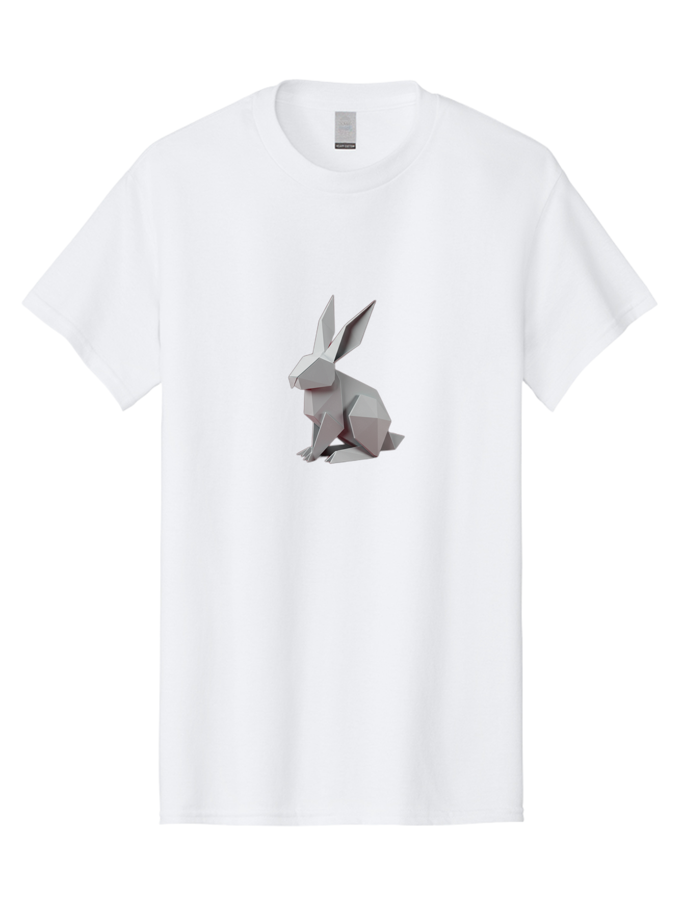 Origami-Rabbit Men'S Graphic Tee, 100% Cotton, Comfortable Casual Summer Wear, Machine Washable, Origami Rabbit, Geometric Art, Paper Folding, 3D Model, Minimalist Design, Rabbit Sculpture, Modern Art, Creative Craft Bab057 21