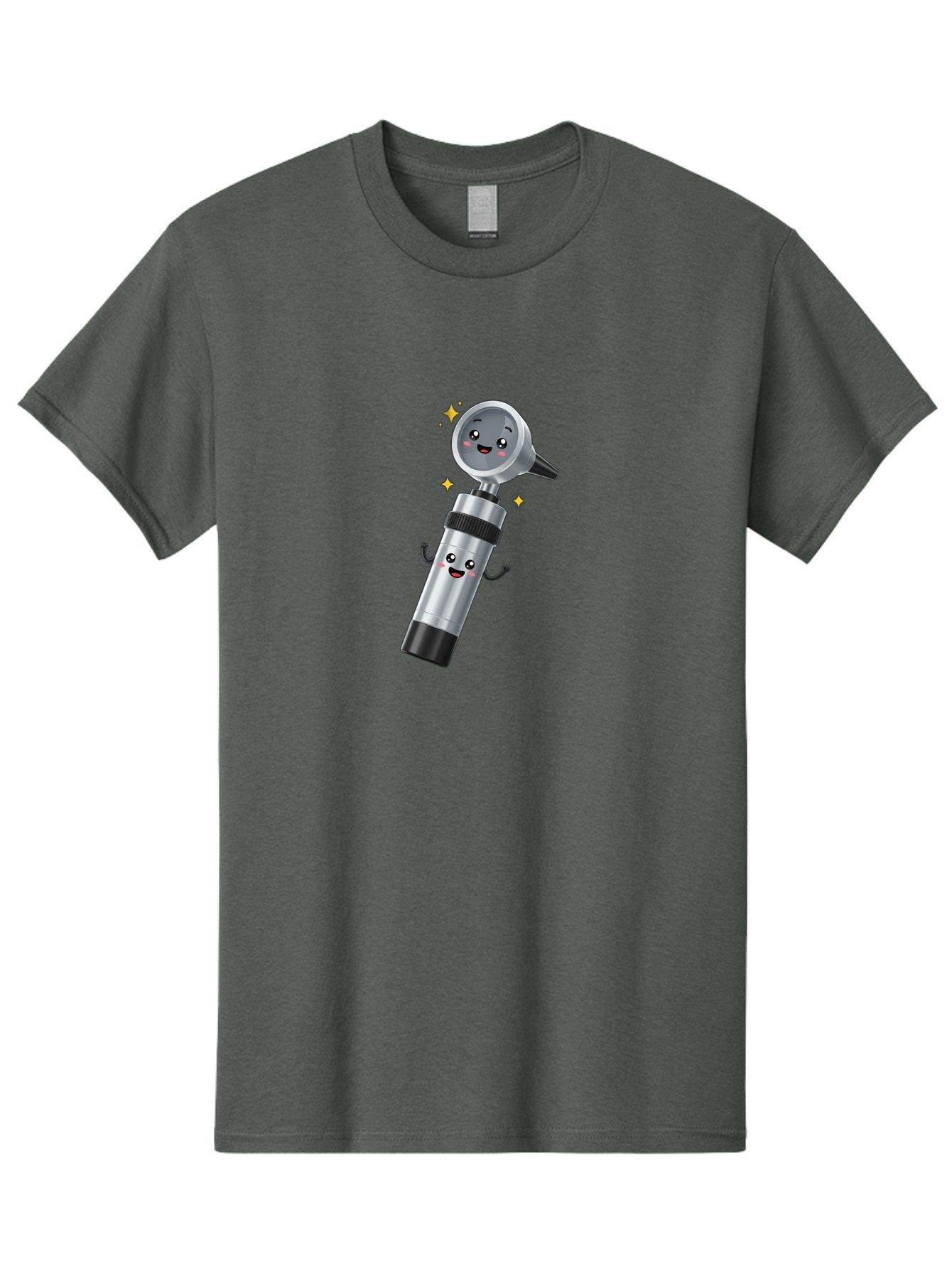 Otoscope-Character Men'S Graphic Tee, 100% Cotton, Comfortable Casual Summer Wear, Machine Washable, Otoscope With Smiling Face, Cartoon Character, Medical Tool, Health Care, Ear Examination, Happy Face, Sparkles, Medical Equipment Bab058 5