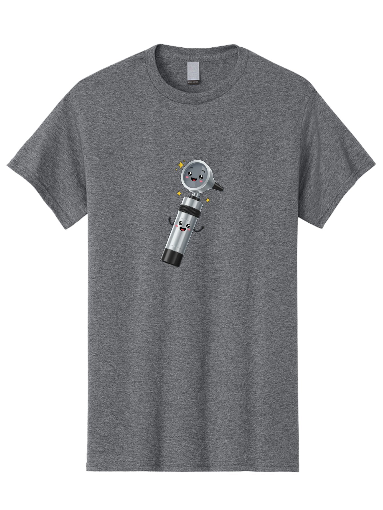 Otoscope-Character Men'S Graphic Tee, 100% Cotton, Comfortable Casual Summer Wear, Machine Washable, Otoscope With Smiling Face, Cartoon Character, Medical Tool, Health Care, Ear Examination, Happy Face, Sparkles, Medical Equipment Bab058 15