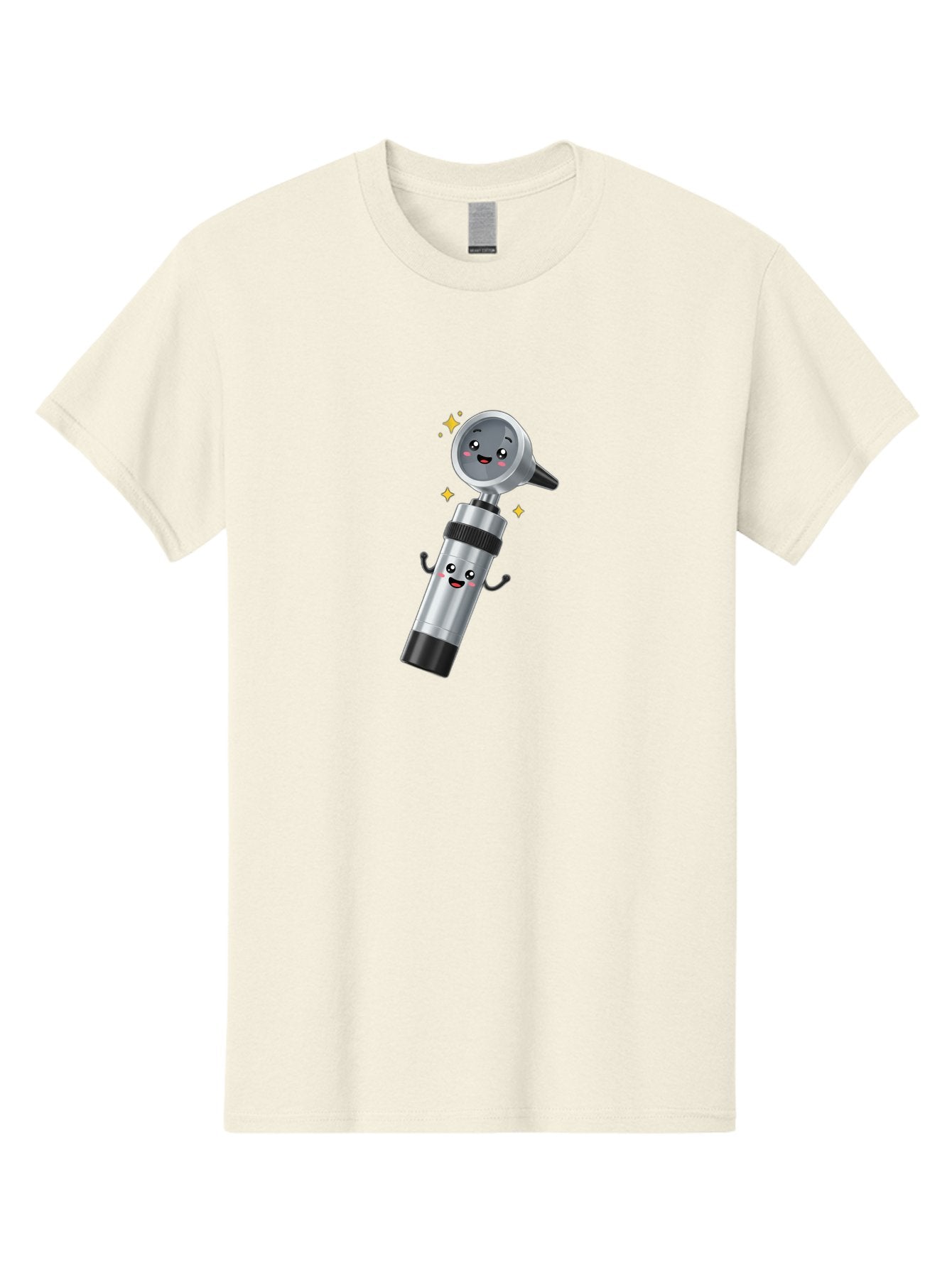 Otoscope-Character Men'S Graphic Tee, 100% Cotton, Comfortable Casual Summer Wear, Machine Washable, Otoscope With Smiling Face, Cartoon Character, Medical Tool, Health Care, Ear Examination, Happy Face, Sparkles, Medical Equipment Bab058 7