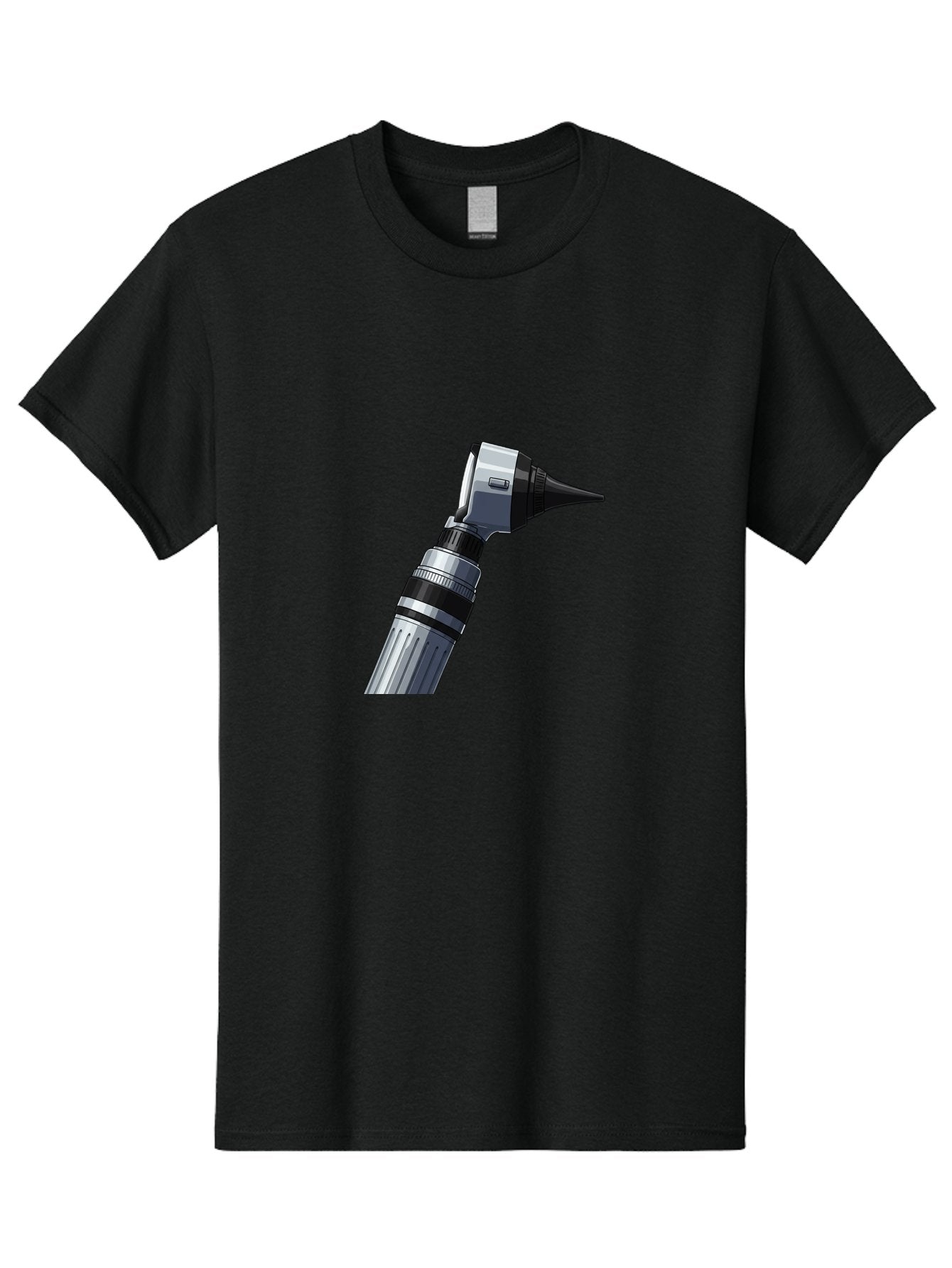 Otoscope Men'S Graphic Tee, 100% Cotton, Comfortable Casual Summer Wear, Machine Washable, Otoscope For Ear Examination, Medical Device, Healthcare Equipment, Doctor'S Tool, Silver And Black Design, Ear Inspection Bab059 10