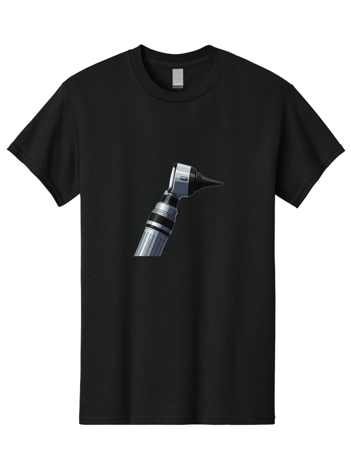 Otoscope Men'S Graphic Tee, 100% Cotton, Comfortable Casual Summer Wear, Machine Washable, Otoscope For Ear Examination, Medical Device, Healthcare Equipment, Doctor'S Tool, Silver And Black Design, Ear Inspection Bab059 27